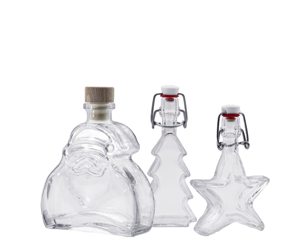 Τρία διακοσμητικά μπουκάλια για την περίοδο των Χριστουγέννων