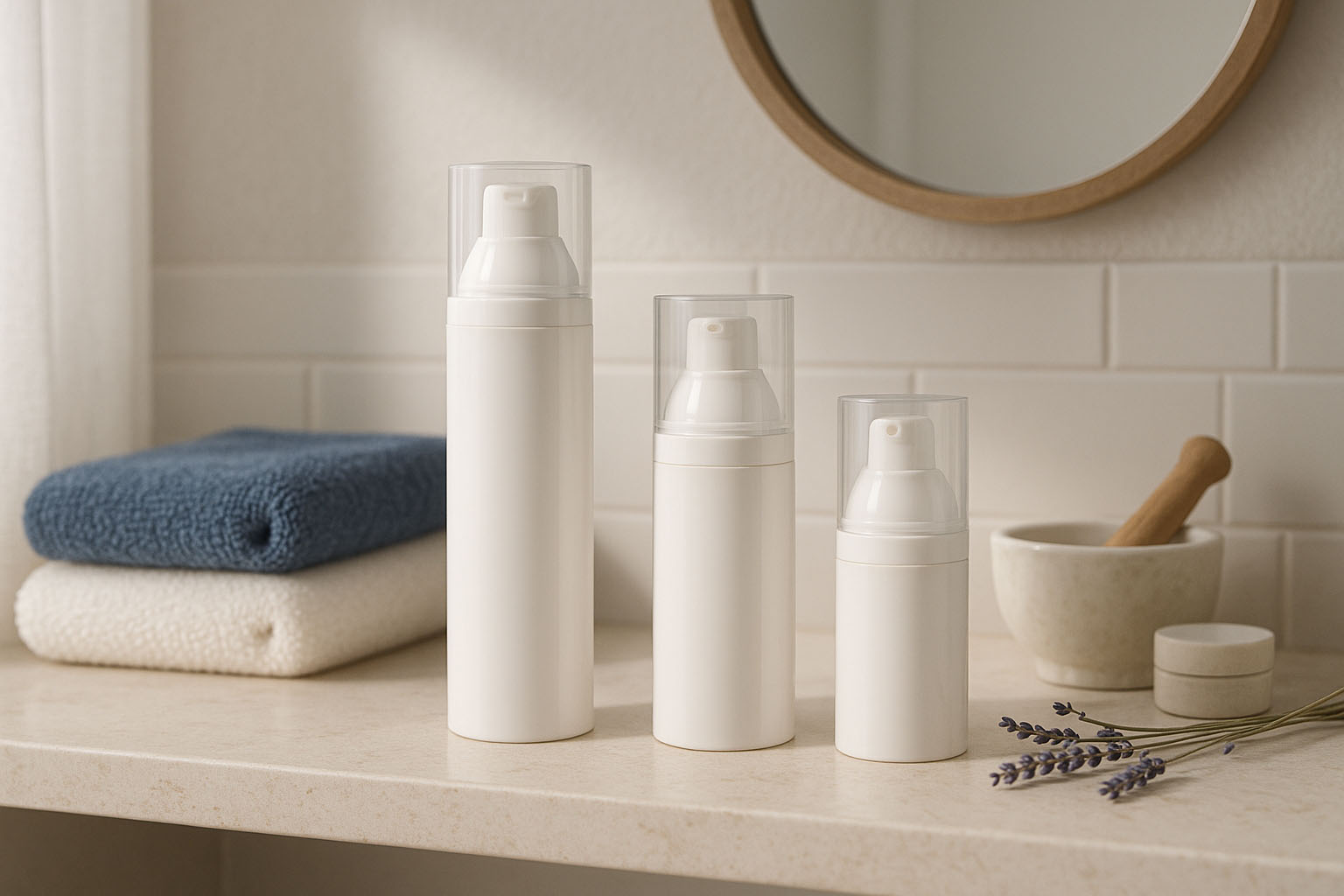 Airless Dispenser Pumpkopf 'Mezzo', PP-Kunststoff, weiß