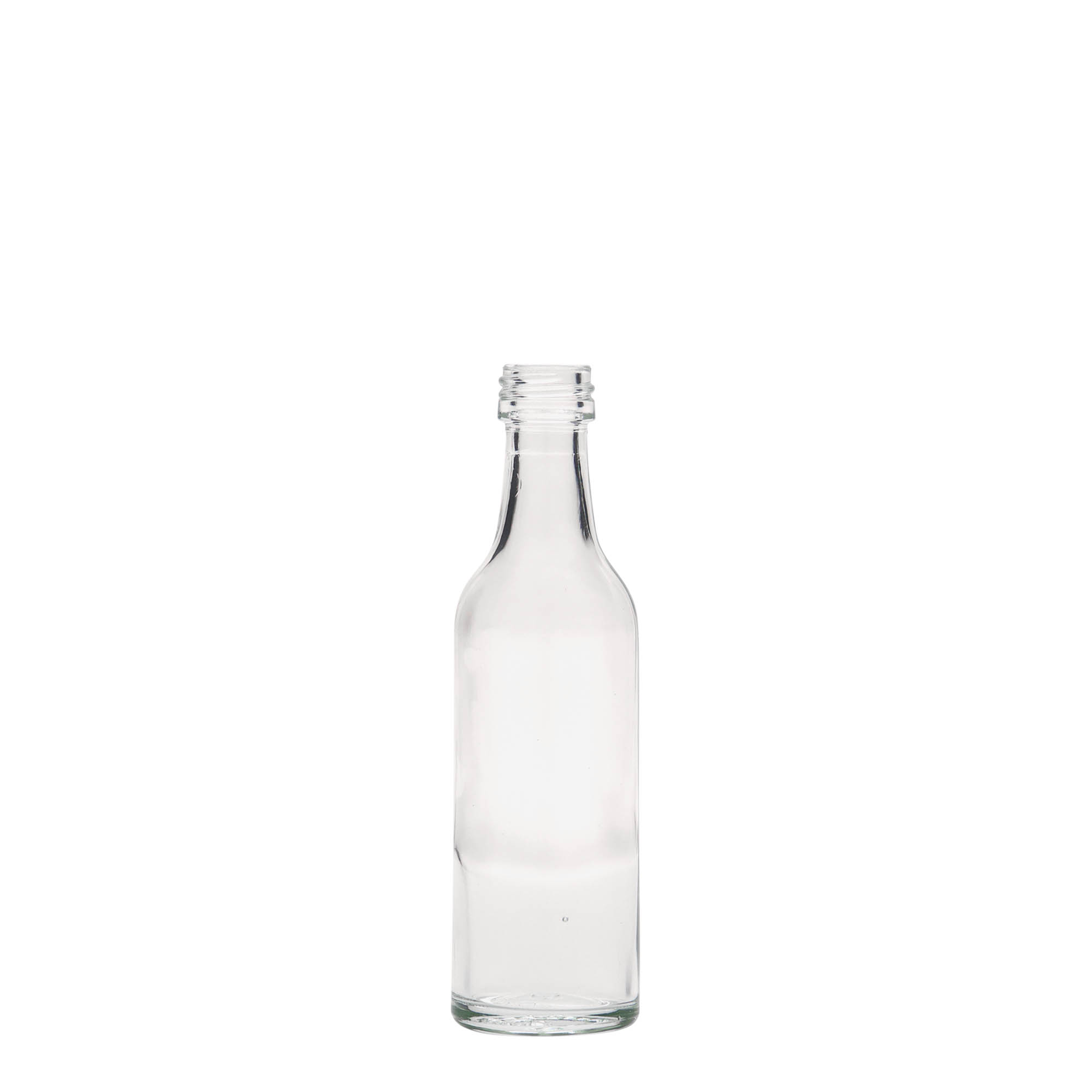 Γυάλινο μπουκάλι με ίσιο λαιμό 50 ml, στόμιο: PP 28 Γυάλινο μπουκάλι με ίσιο λαιμό 50 ml, στόμιο: PP 28