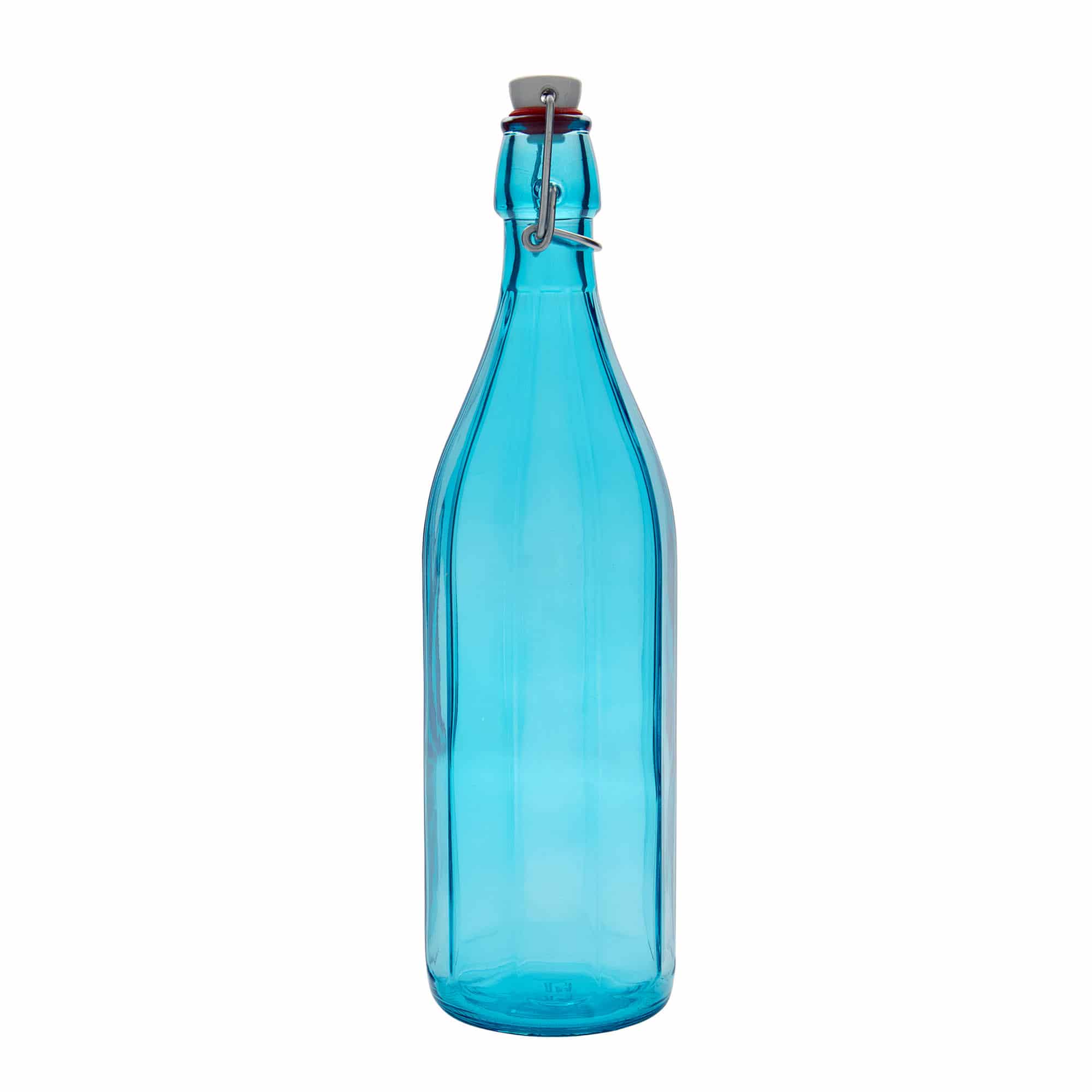 Γυάλινο μπουκάλι 'Oxford' 1.000 ml, δεκάγωνο, γαλάζιο, στόμιο: μηχανικό πώμα Γυάλινο μπουκάλι 'Oxford' 1.000 ml, δεκάγωνο, γαλάζιο, στόμιο: μηχανικό πώμα