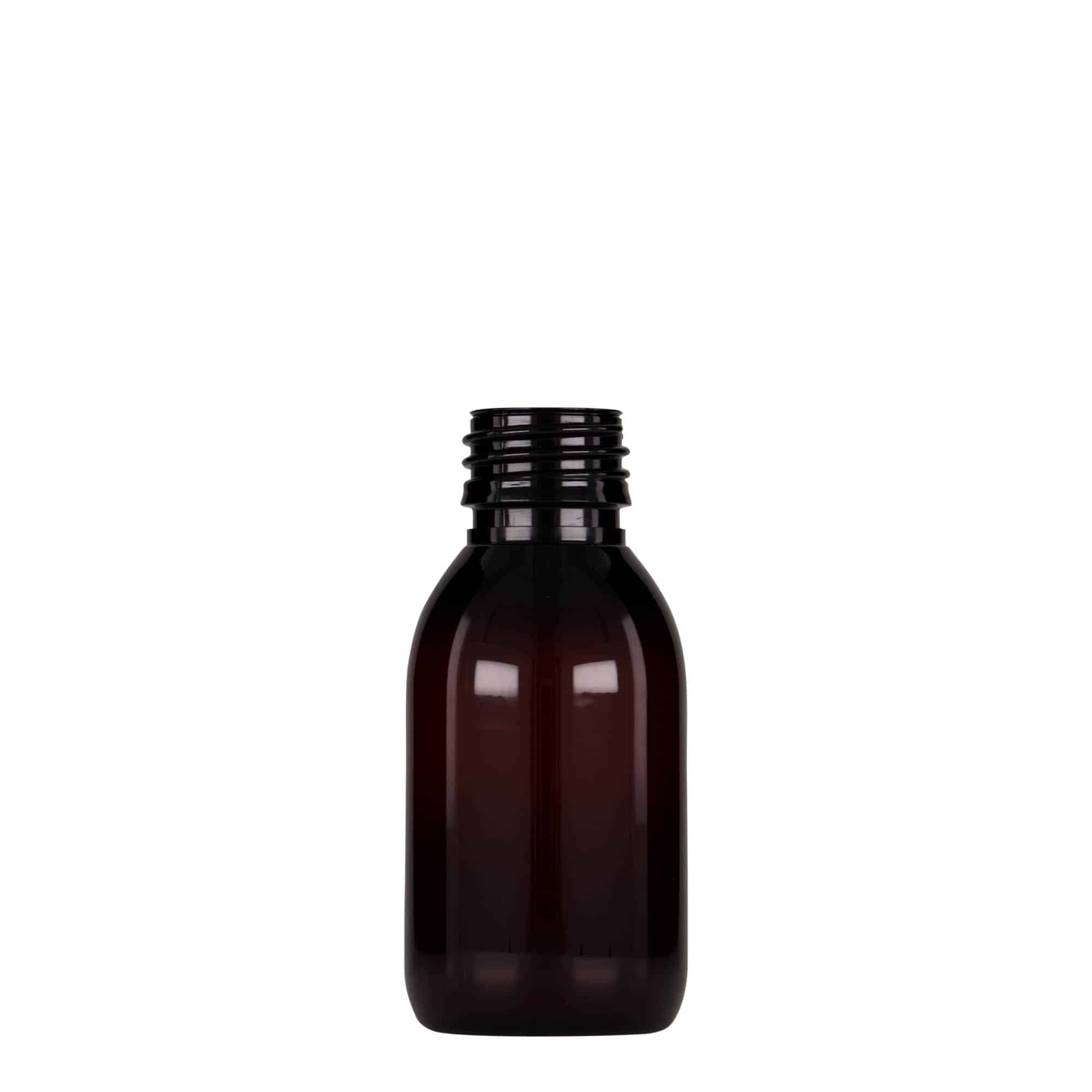Μπουκάλι φαρμάκου PET 100 ml, καφέ, πλαστικό, στόμιο: PP 28 Μπουκάλι φαρμάκου PET 100 ml, καφέ, πλαστικό, στόμιο: PP 28