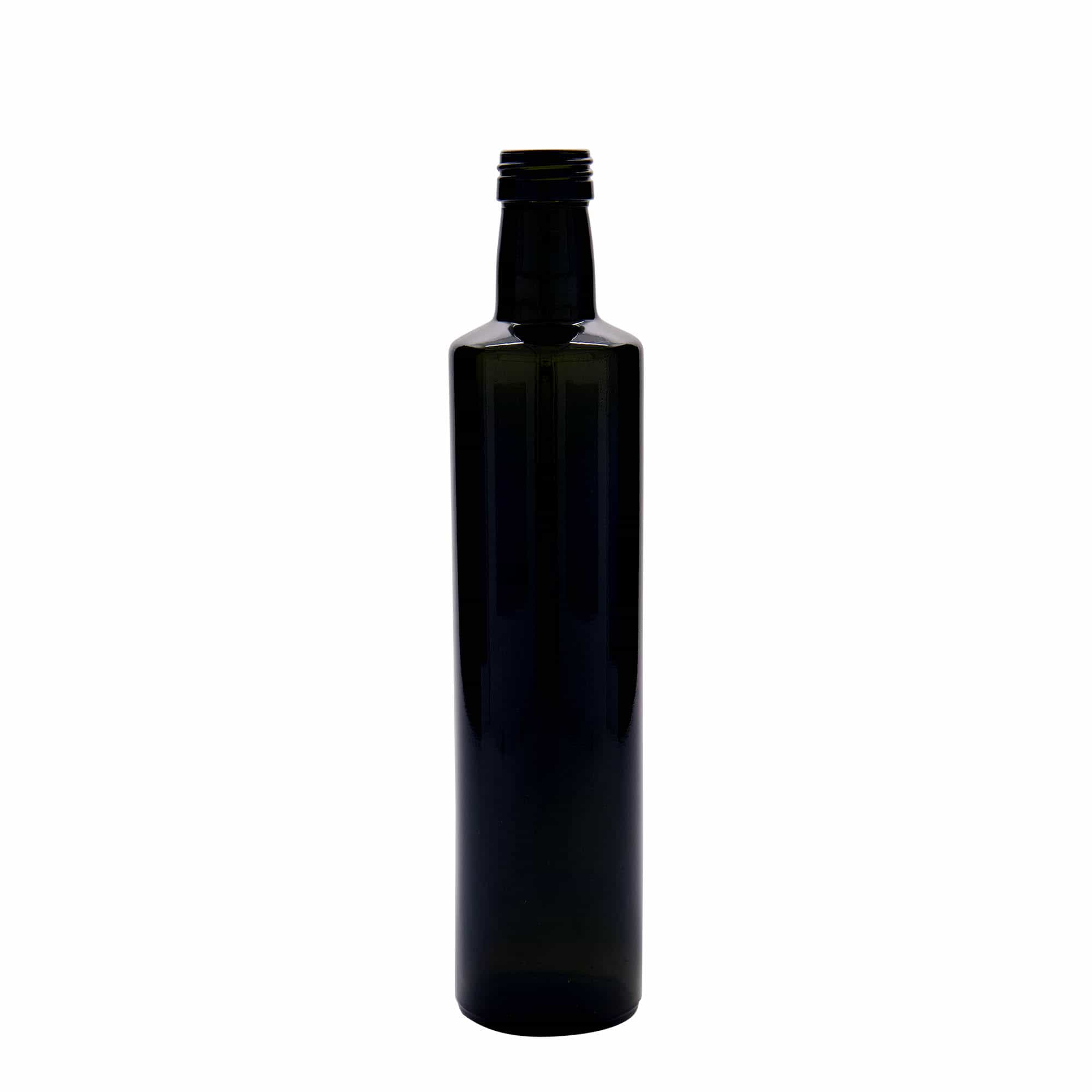 Γυάλινο μπουκάλι 'Dorica' 500 ml, πράσινο αντικέ, στόμιο: PP 31,5 Γυάλινο μπουκάλι 'Dorica' 500 ml, πράσινο αντικέ, στόμιο: PP 31,5