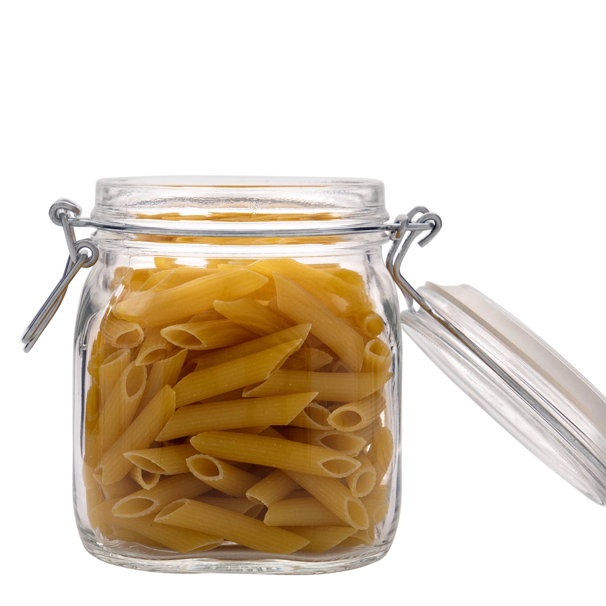 750 ml γυάλινο βάζο με σύρμα κλεισίματος 'Fido', τετράγωνο, άνοιγμα: κλείσιμο με σύρμα