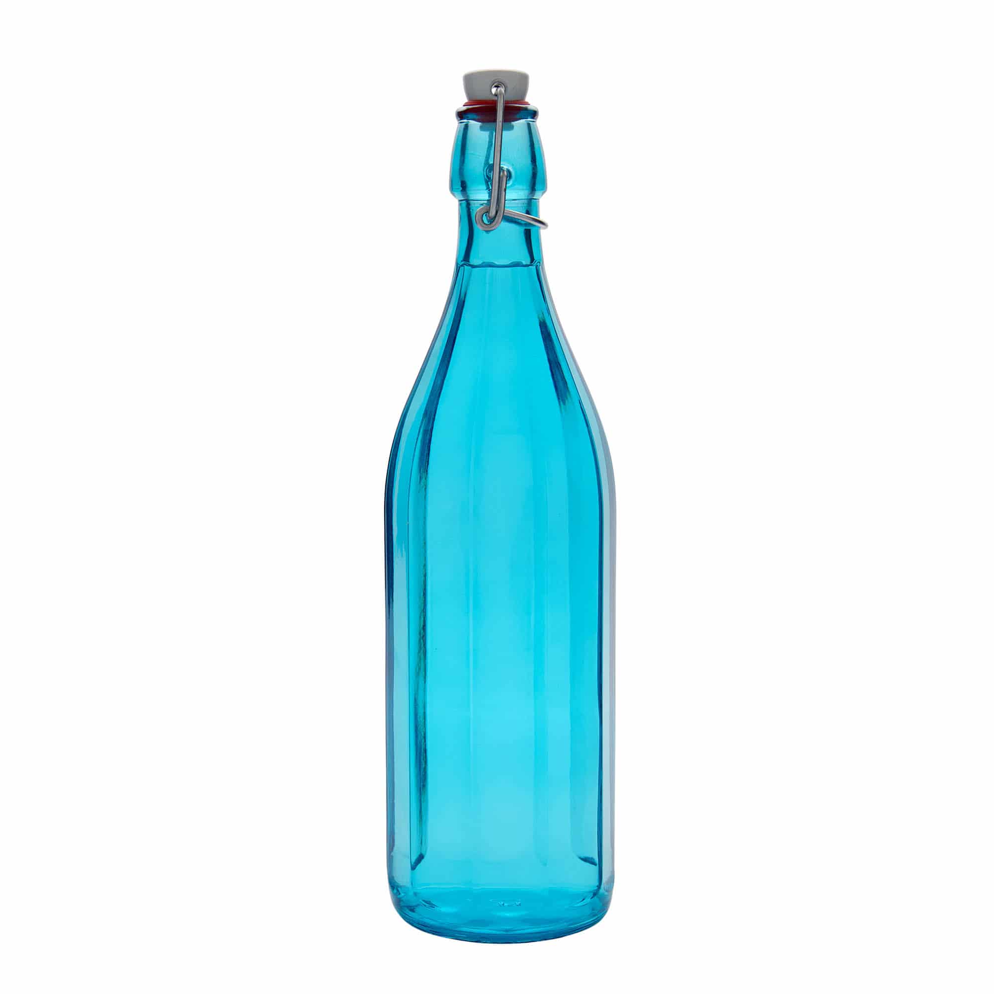 Γυάλινο μπουκάλι 'Oxford' 1.000 ml, δεκάγωνο, γαλάζιο, στόμιο: μηχανικό πώμα