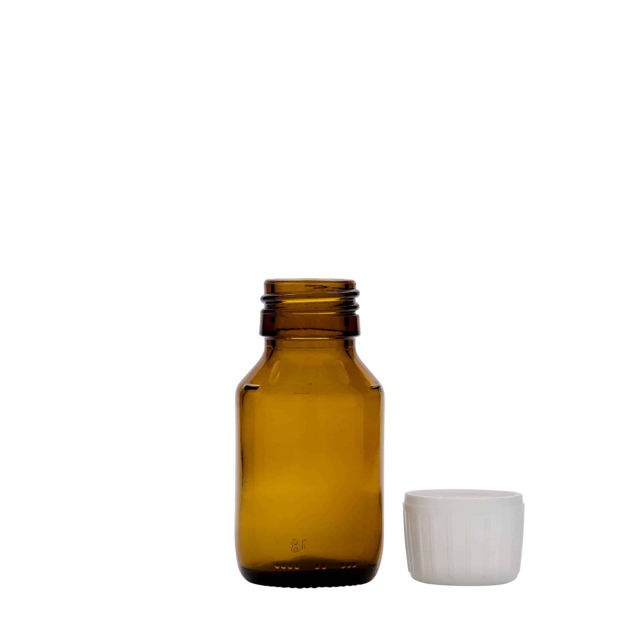 Μπουκάλι φαρμάκου 50 ml, καφέ, γυάλινο, στόμιο: PP 28