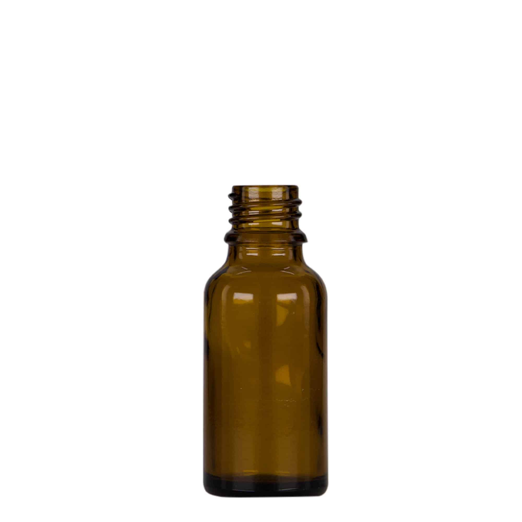 Μπουκάλι φαρμάκου με σταγονόμετρο 20 ml, γυάλινο, καφέ-μαύρο, στόμιο: DIN 18