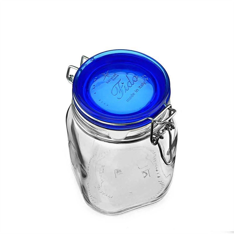 Βάζο με καπάκι με κλιπ 'Fido' Blue Top 1.000 ml, τετράγωνο, στόμιο: καπάκι με κλιπ