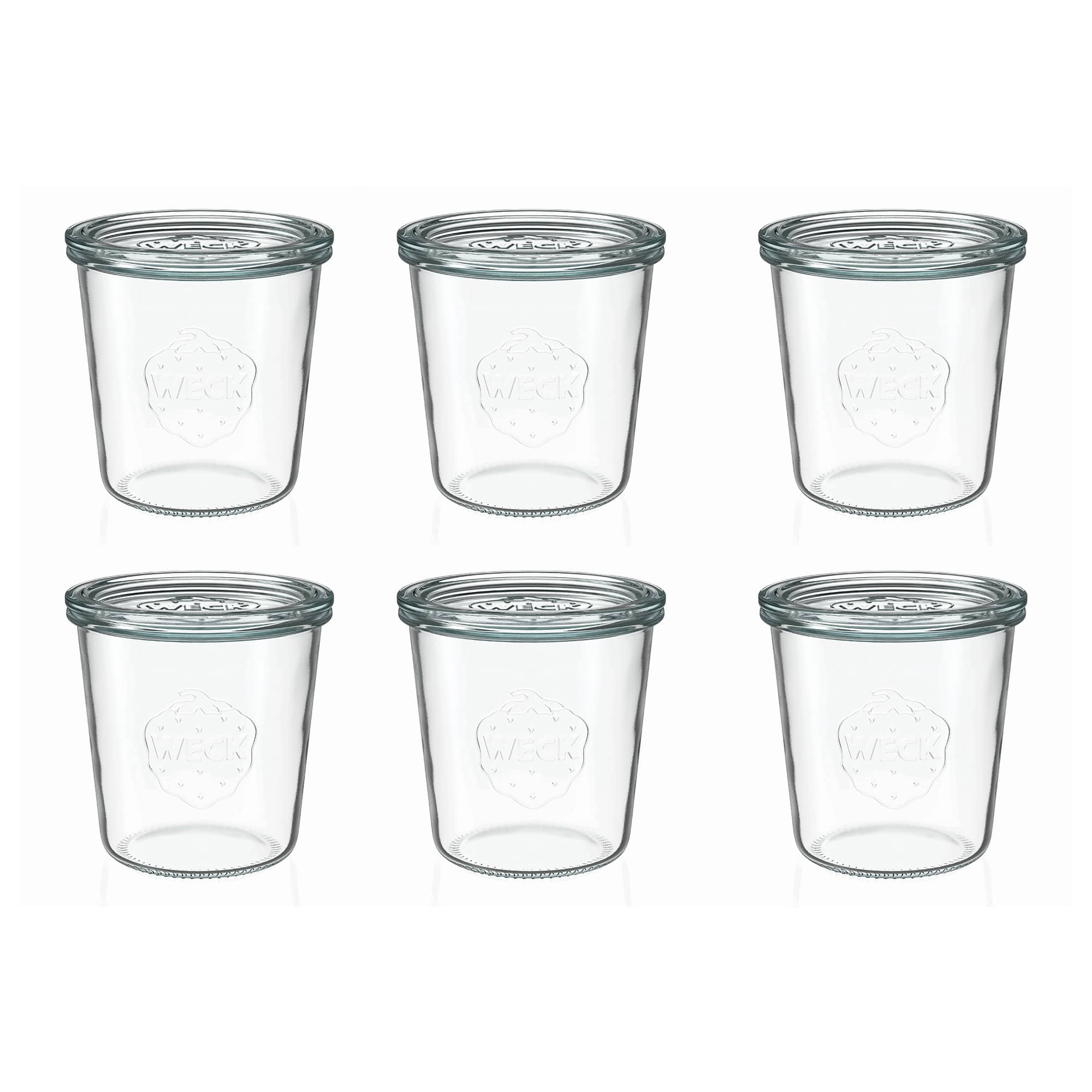 6x Κυλινδρικό βάζο WECK 580 ml με γυάλινο καπάκι RR 100