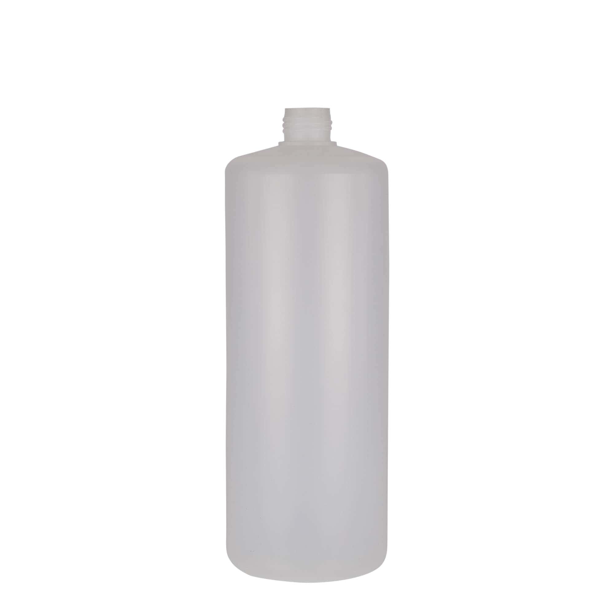 1.000 ml στρογγυλό μπουκάλι, πλαστικό PE, φυσικό, στόμιο: βιδωτό καπάκι