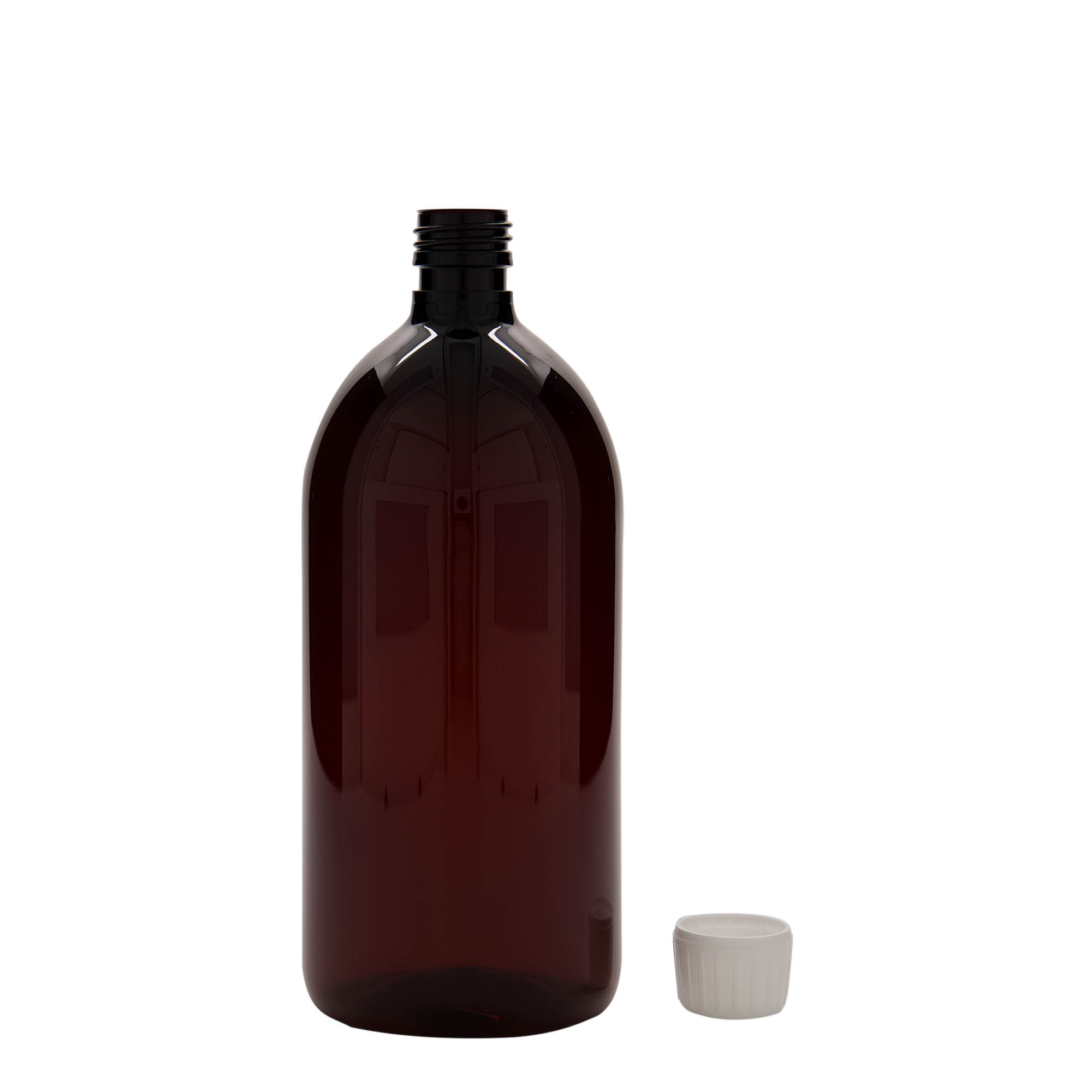 Μπουκάλι φαρμάκου PET 1.000 ml, καφέ, πλαστικό, στόμιο: PP 28