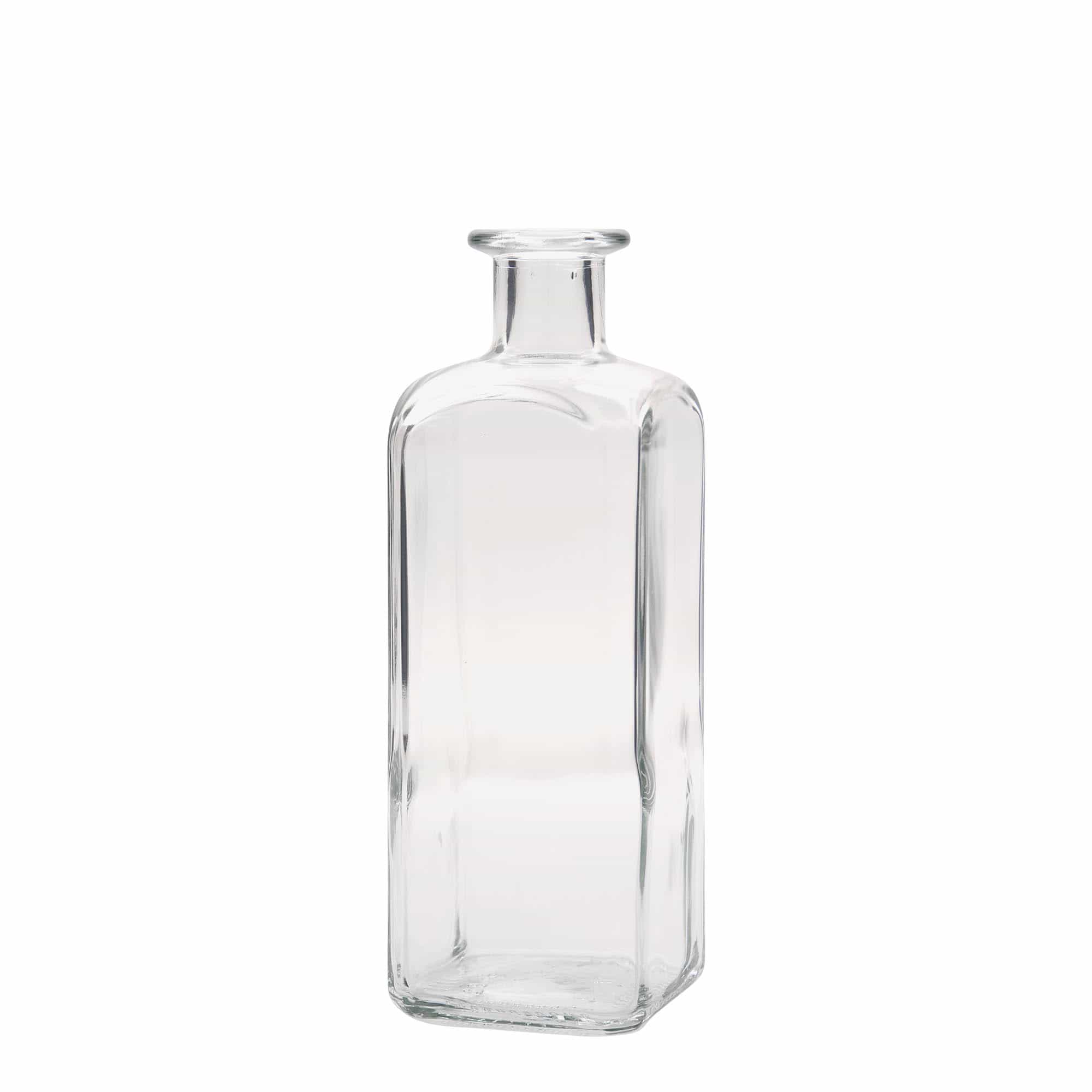 Γυάλινο μπουκάλι φαρμακείου 'Carré' 500 ml, τετράγωνο, στόμιο: φελλός