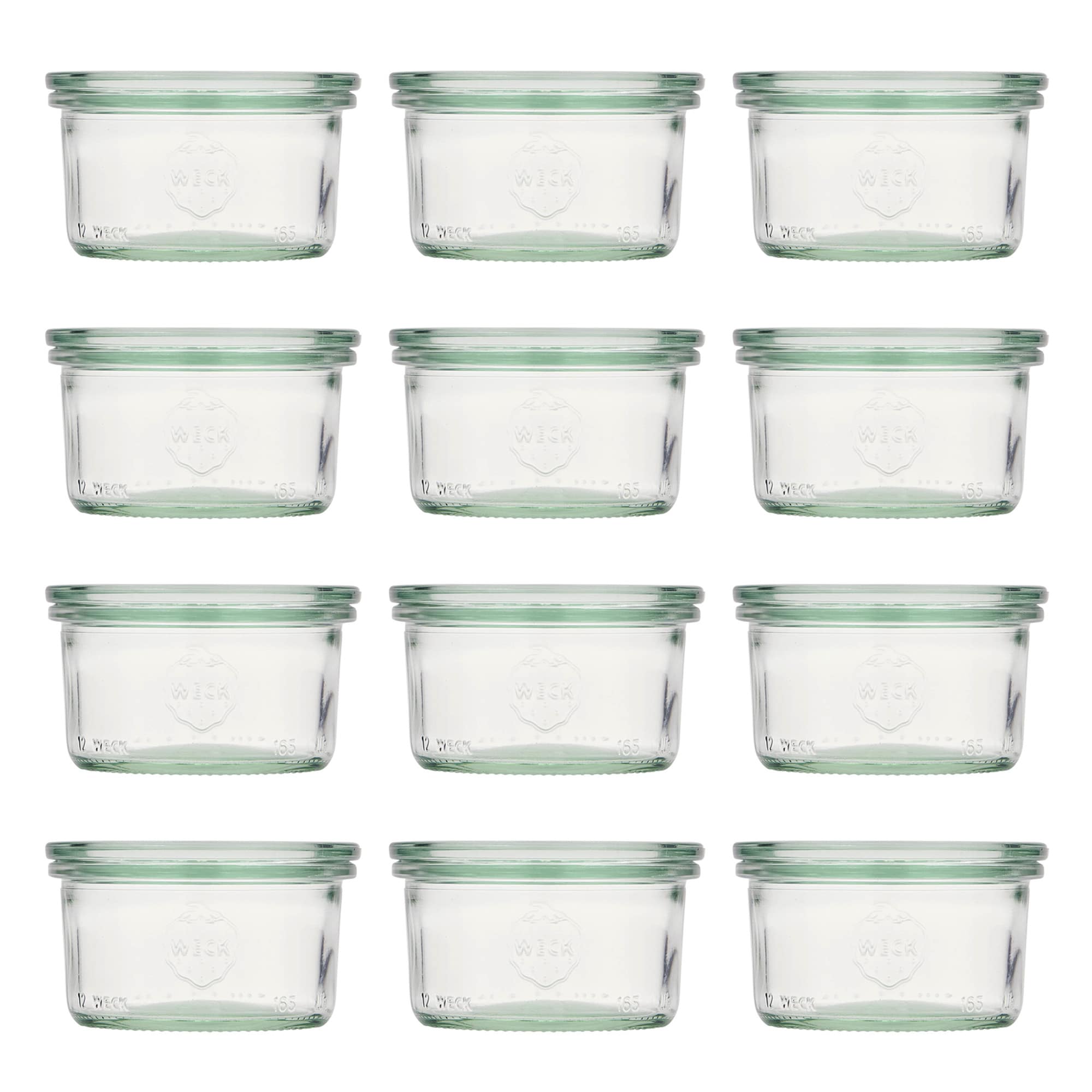 12x Κυλινδρικό βάζο WECK 165 ml με γυάλινο καπάκι RR 80