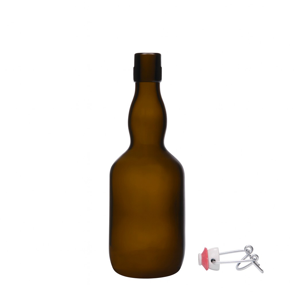 Μπουκάλι μπύρας με φαρδύ λαιμό 500 ml, γυάλινο, πράσινο αντικέ, στόμιο: μηχανικό πώμα