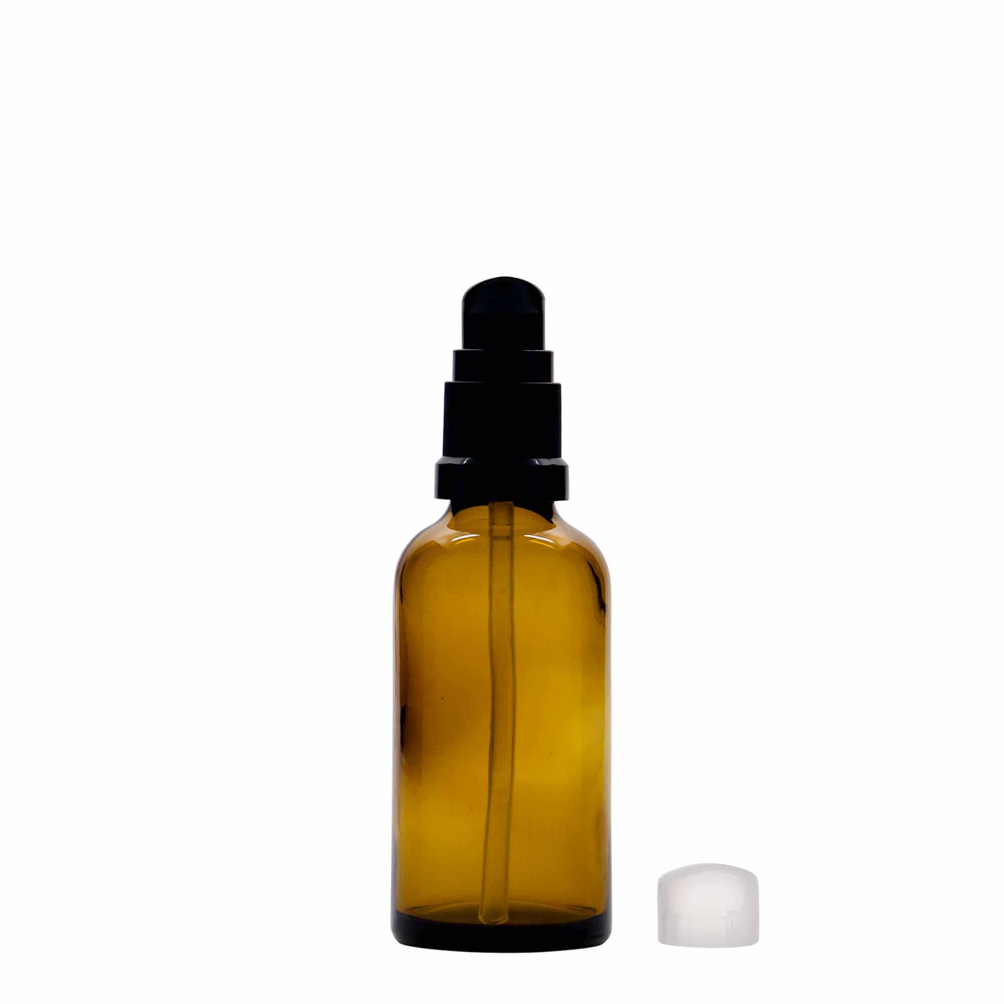 Μπουκάλι φαρμάκου με αντλία λοσιόν 50 ml, γυάλινο, καφέ, στόμιο: DIN 18