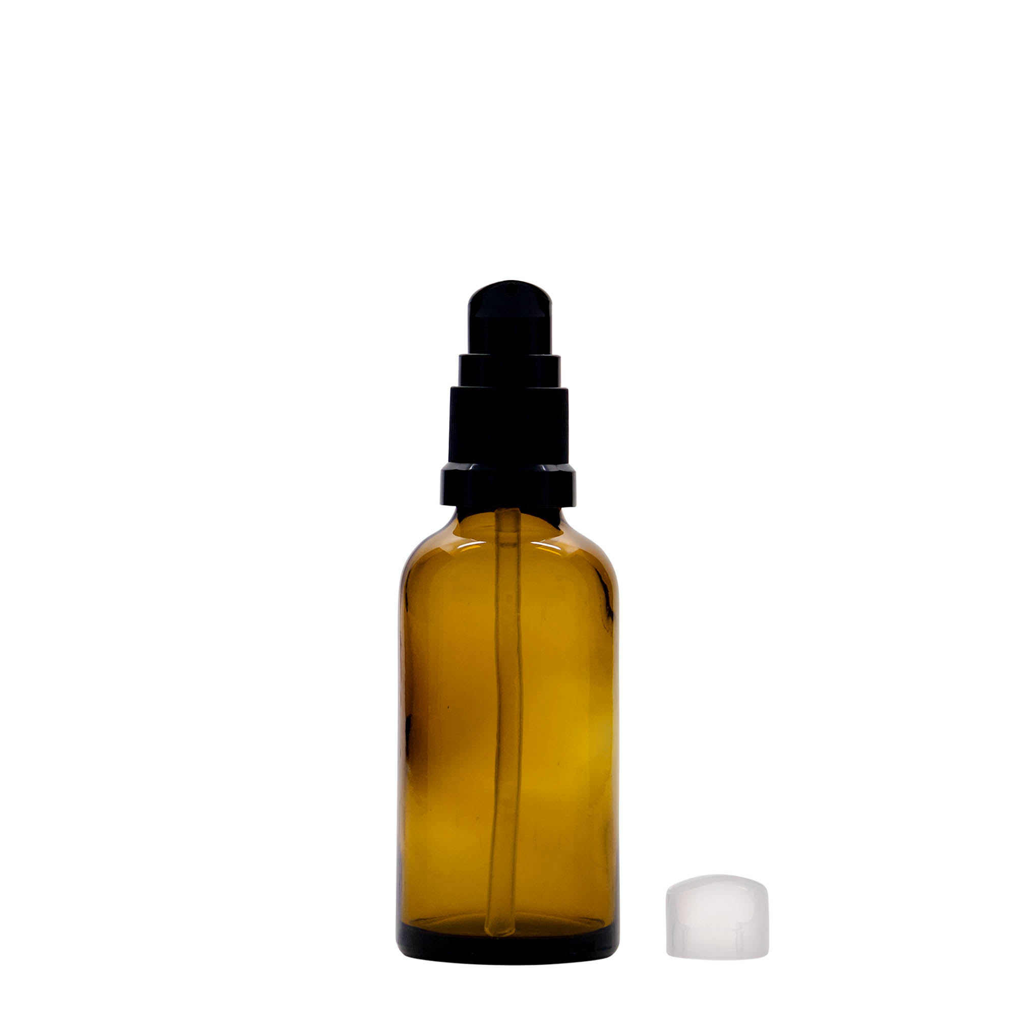 Μπουκάλι φαρμάκου με αντλία λοσιόν 50 ml, γυάλινο, καφέ, στόμιο: DIN 18