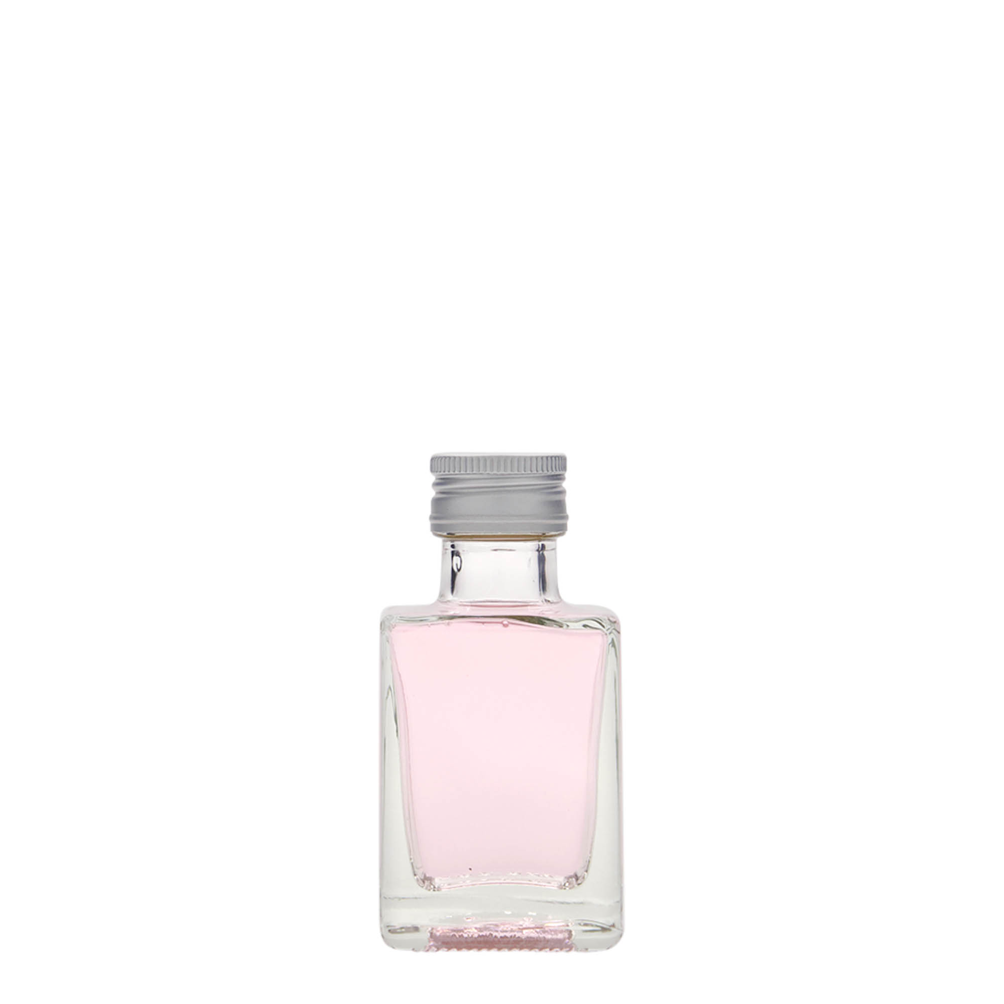 Γυάλινο μπουκάλι 'Cube' 50 ml, τετράγωνο, στόμιο: PP 24 Γυάλινο μπουκάλι 'Cube' 50 ml, τετράγωνο, στόμιο: PP 24