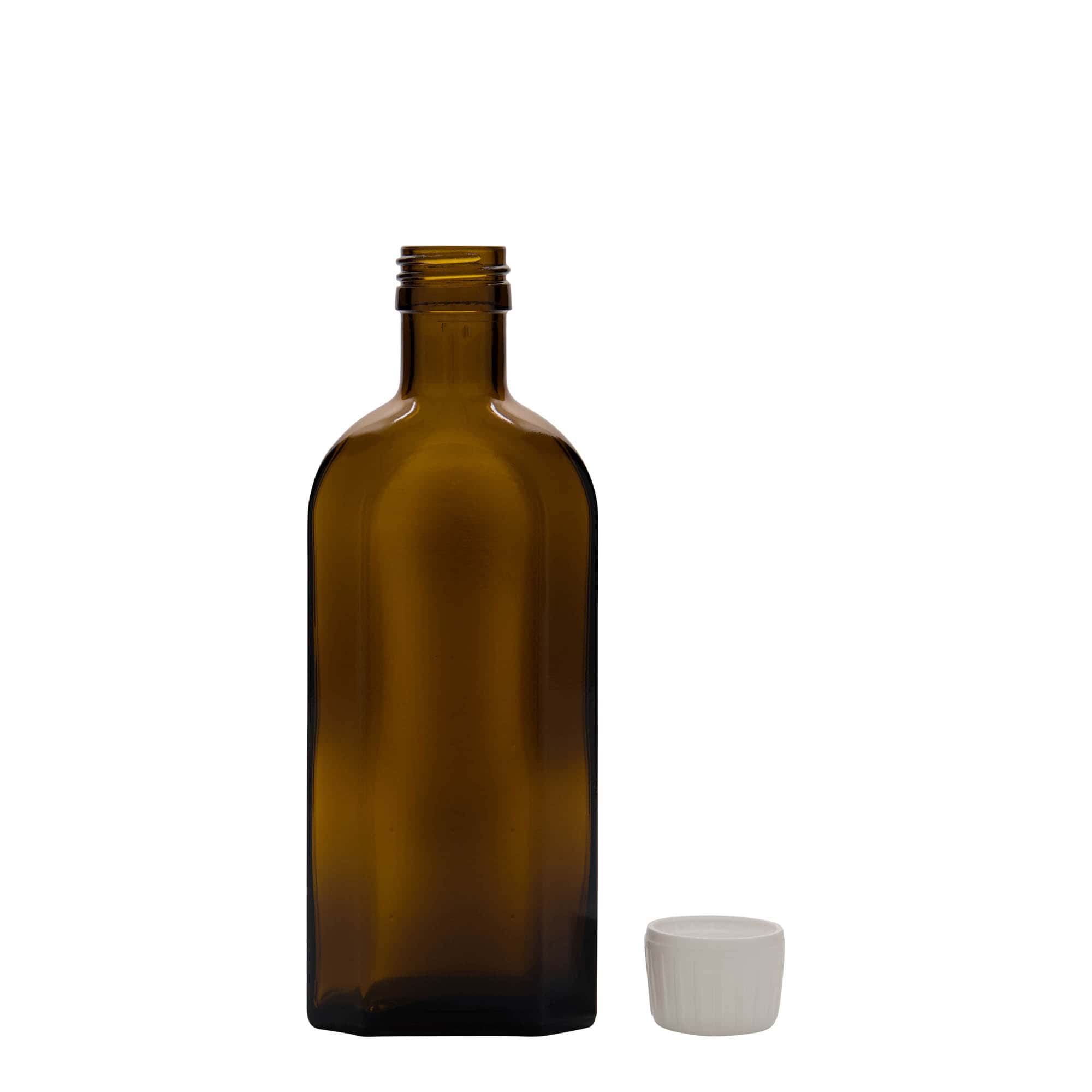 250 ml ιατρικό φιαλίδιο Meplat, οβάλ, γυαλί, καφέ, στόμιο: PP 28