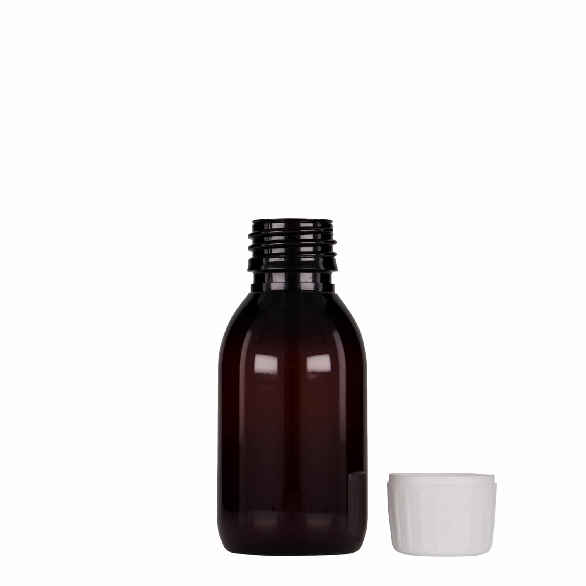 100 ml φιαλίδιο PET για ιατρική χρήση, καφέ, πλαστικό, στόμιο: PP 28