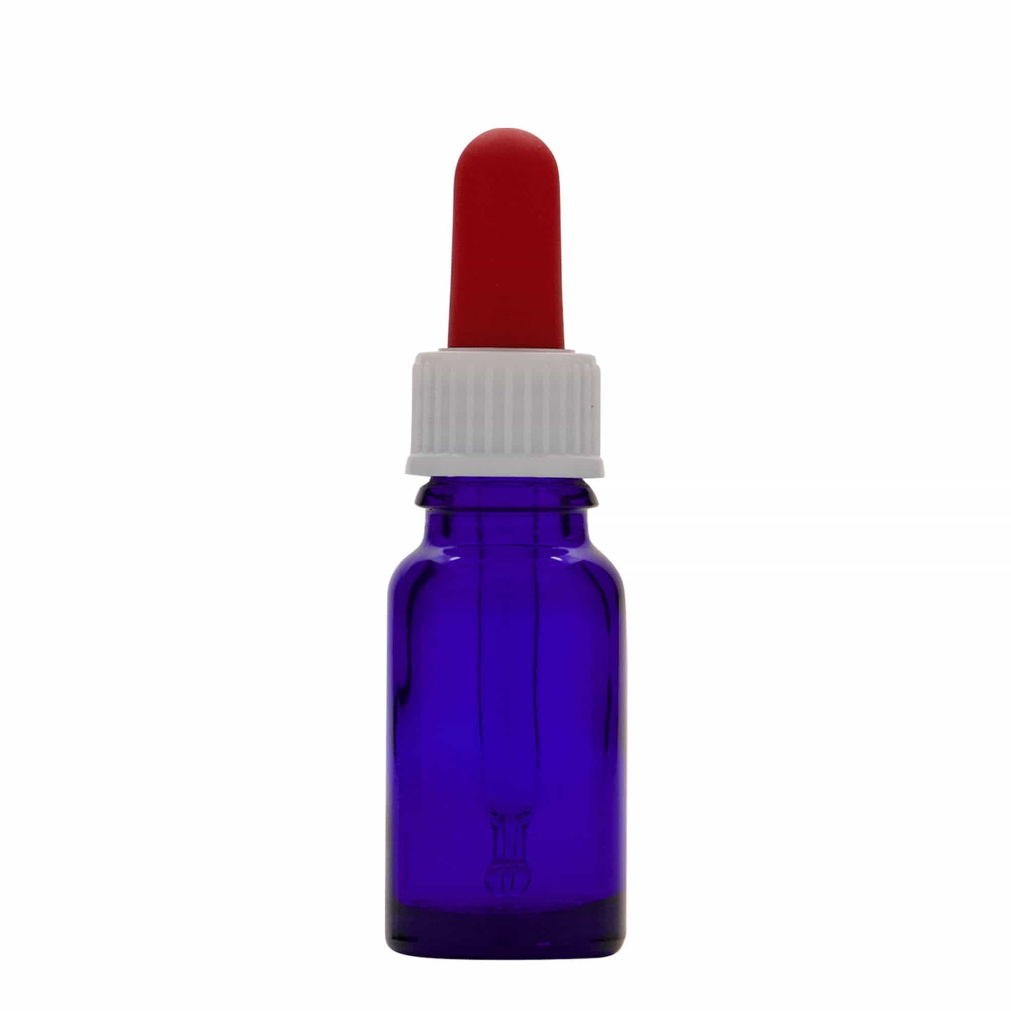 Μπουκάλι φαρμάκου με σταγονόμετρο 10 ml, γυάλινο, μπλε ρουά-κόκκινο, στόμιο: DIN 18