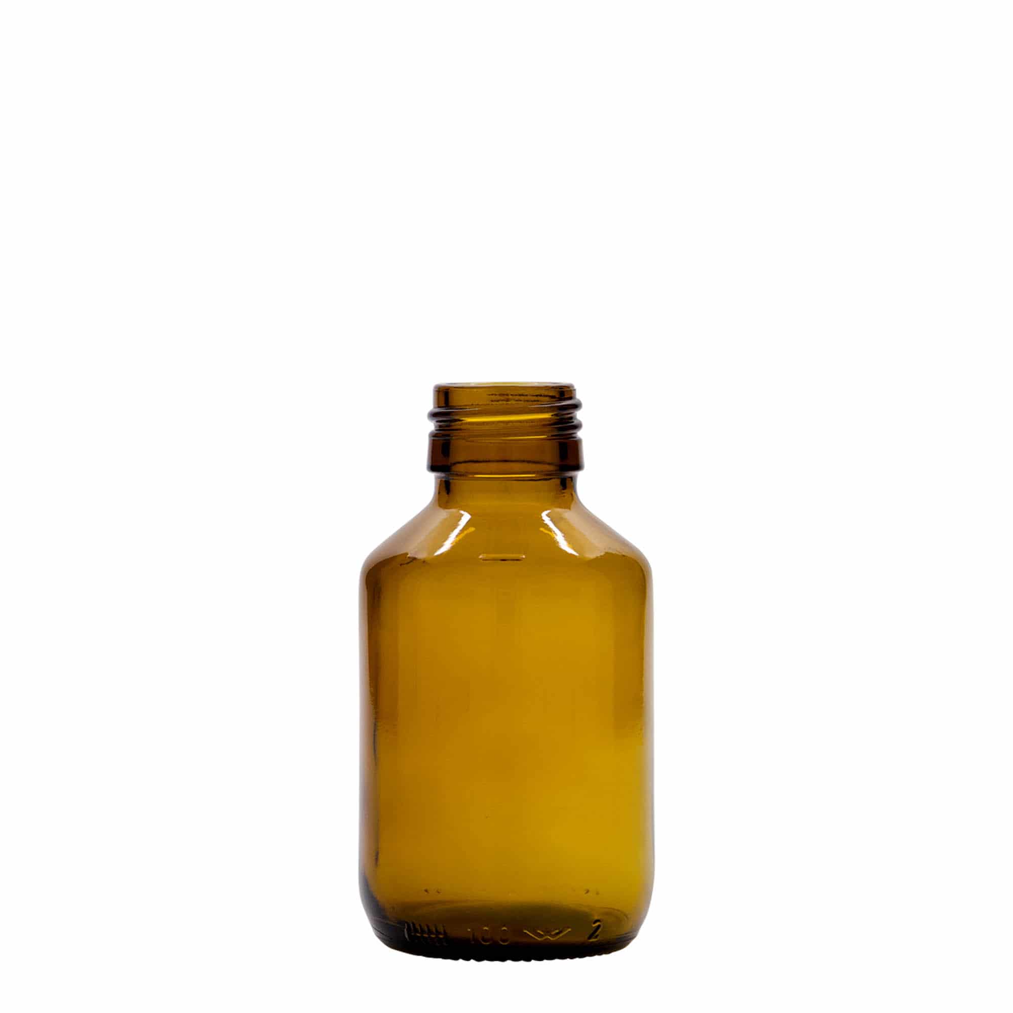 Μπουκάλι φαρμάκου 100 ml, καφέ, γυάλινο, στόμιο: PP 28 Μπουκάλι φαρμάκου 100 ml, καφέ, γυάλινο, στόμιο: PP 28