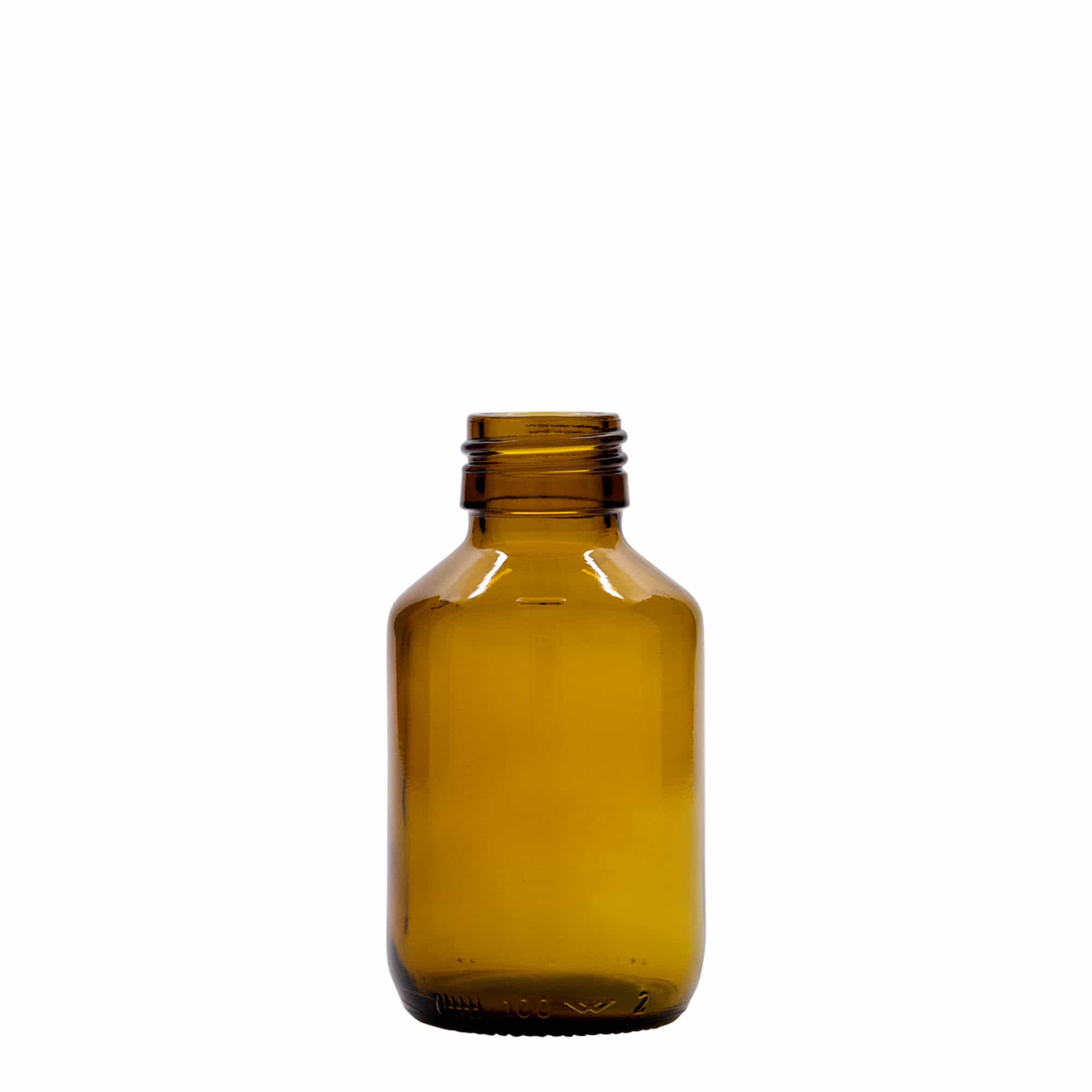 Μπουκάλι φαρμάκου 100 ml, καφέ, γυάλινο, στόμιο: PP 28