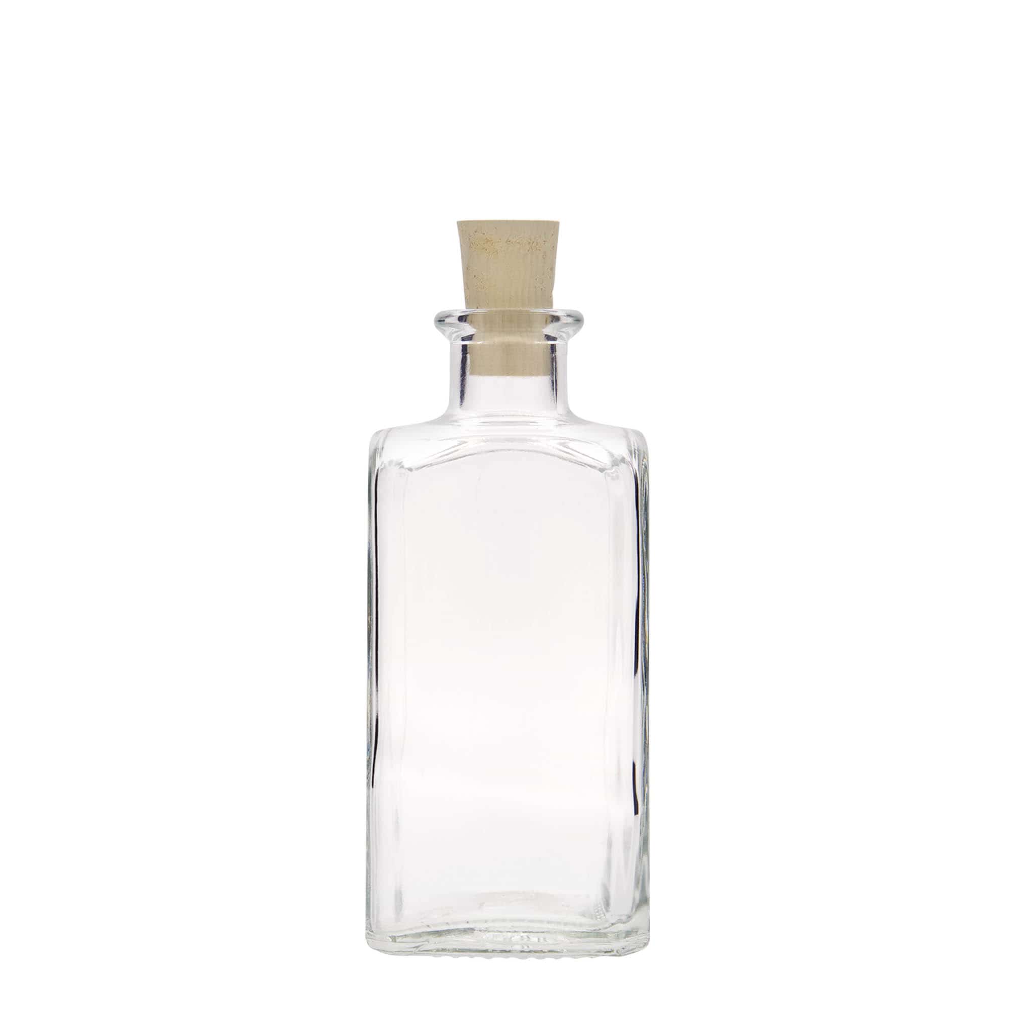 Γυάλινο μπουκάλι φαρμακείου 'Carré' 250 ml, τετράγωνο, στόμιο: φελλός