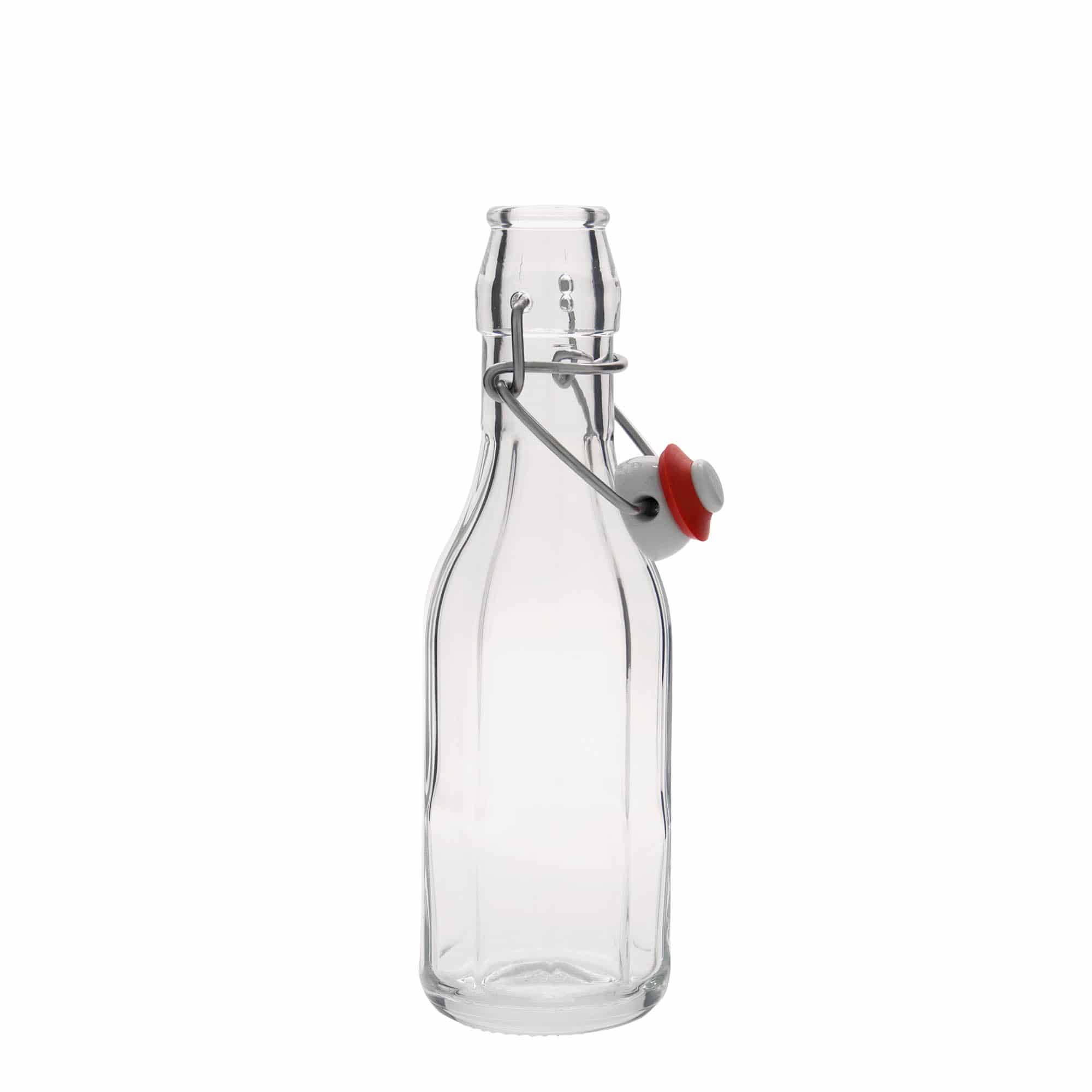 250 ml γυάλινο μπουκάλι 'Bravo', δεκαγωνικό, στόμιο: κλείσιμο με μεταλλικό κλιπ