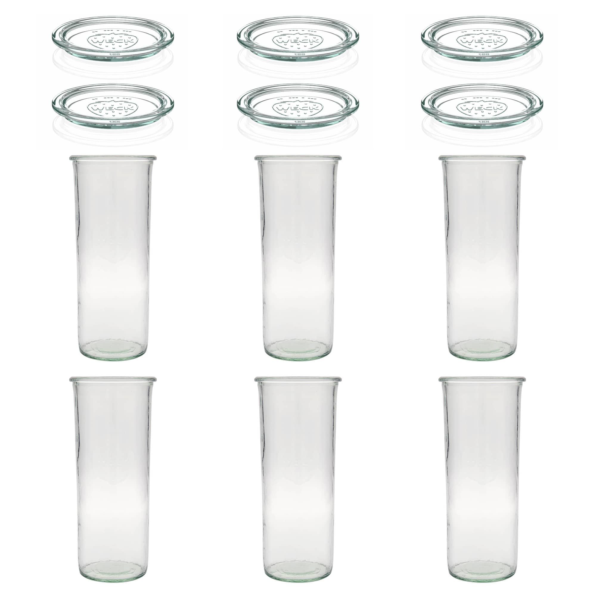 6x Κυλινδρικό βάζο WECK 1500 ml με γυάλινο καπάκι RR 100