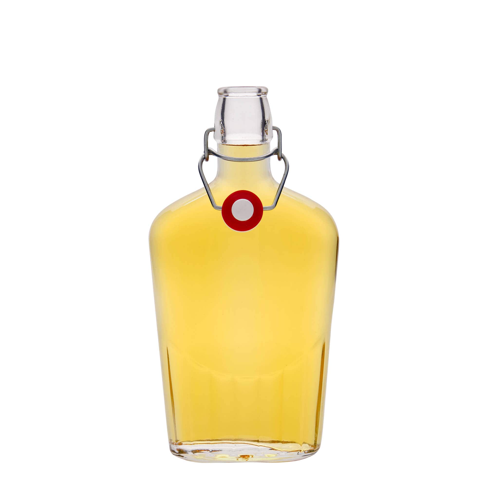 500 ml γυάλινο μπουκάλι 'Fiaschetta', οβάλ, στόμιο: κούμπωμα με μπρούτζινο κλιπ