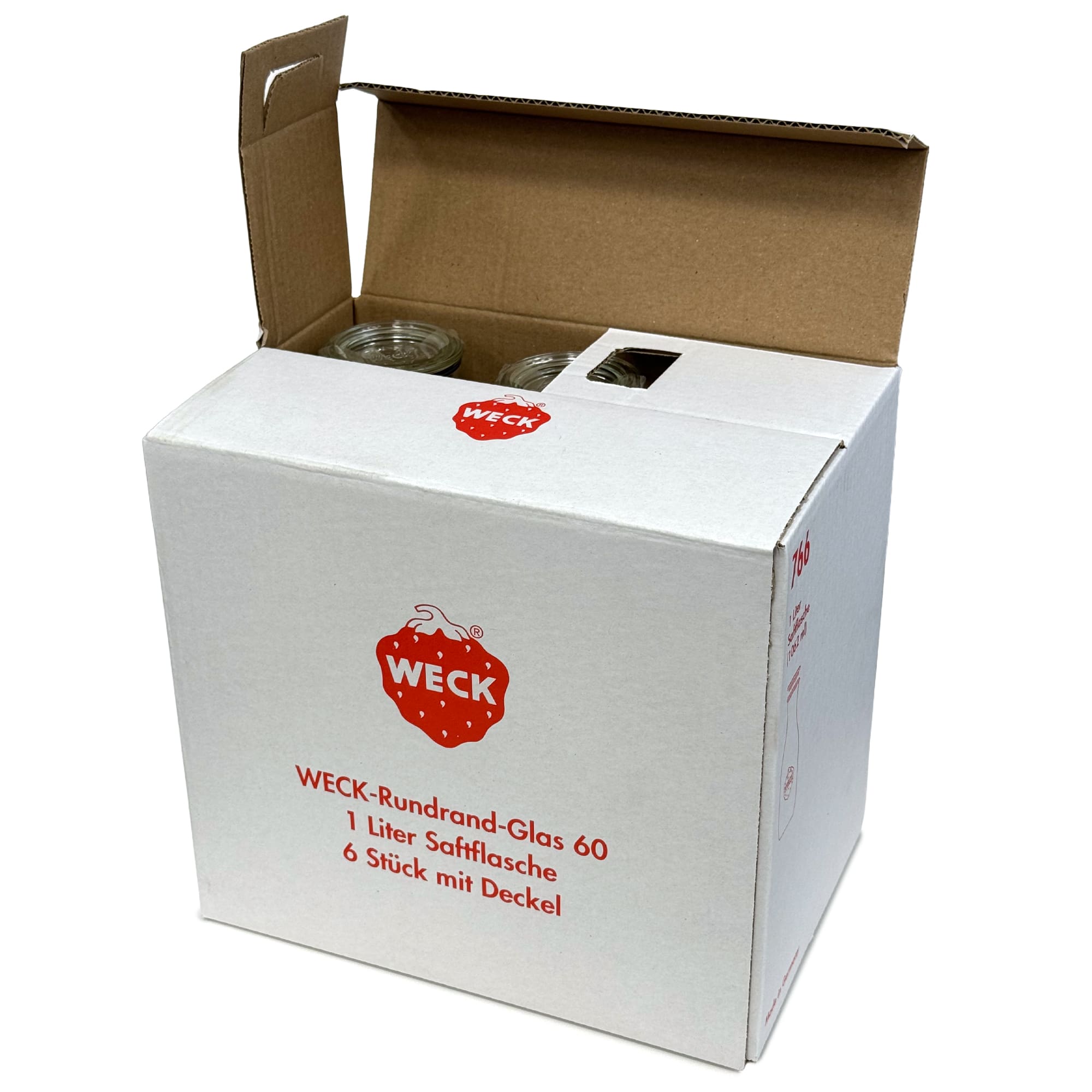 6x Μπουκάλι για χυμό WECK 1000 ml με γυάλινο καπάκι RR 60