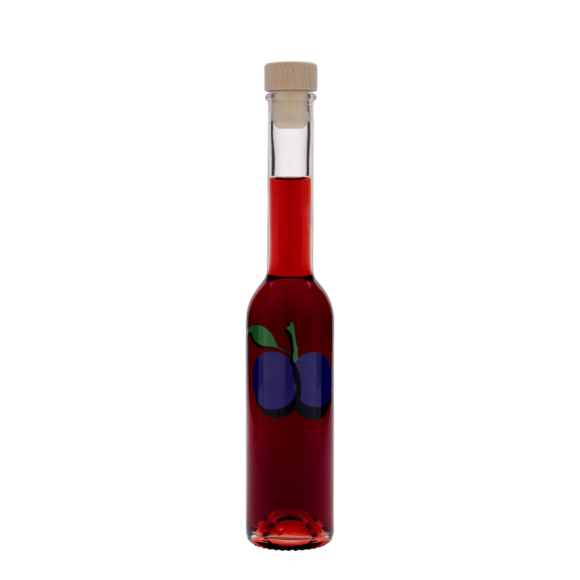 Γυάλινο μπουκάλι 'Opera' 200 ml, σχέδιο: δαμάσκηνο, στόμιο: φελλός