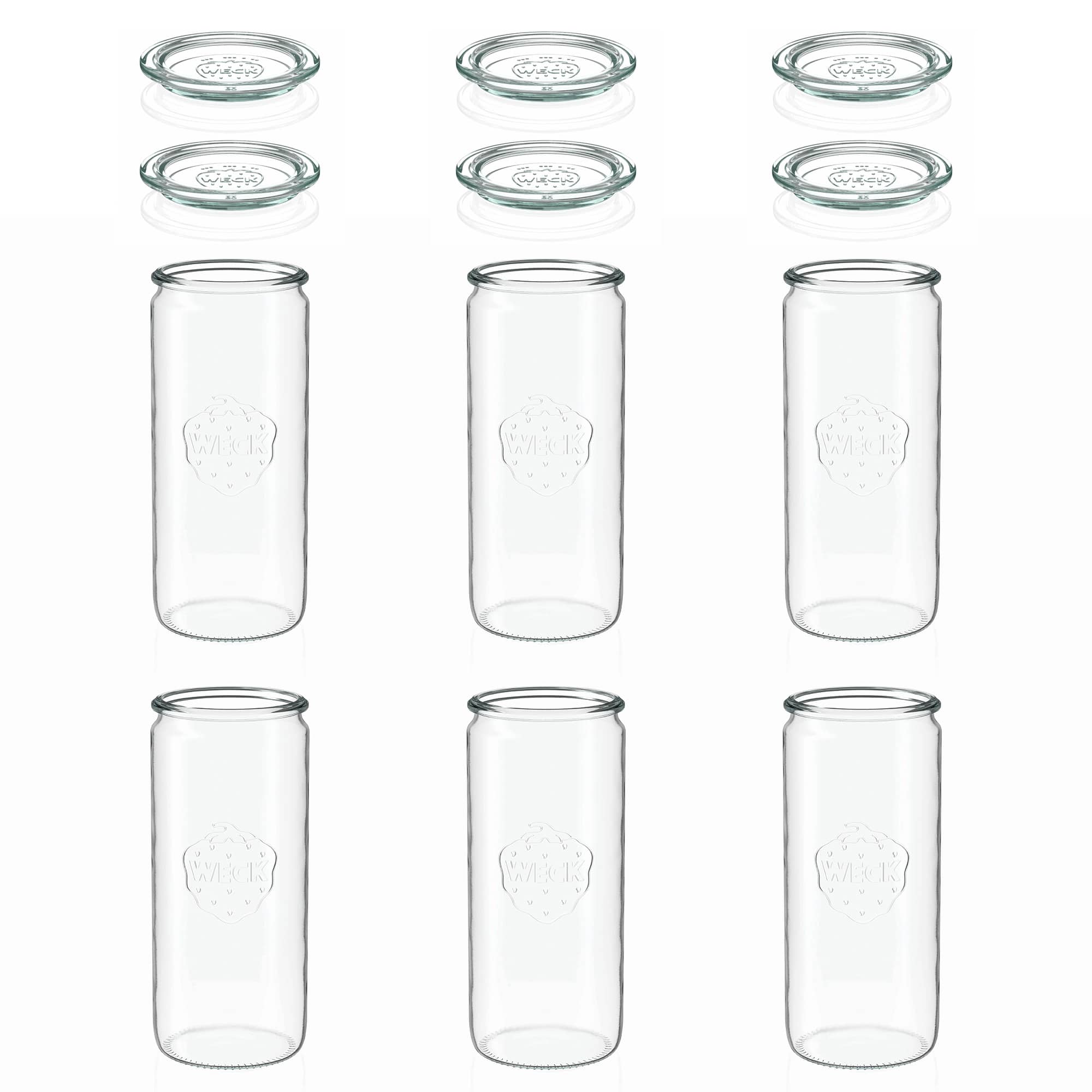 6x Κυλινδρικό βάζο WECK 1040 ml με γυάλινο καπάκι RR 80