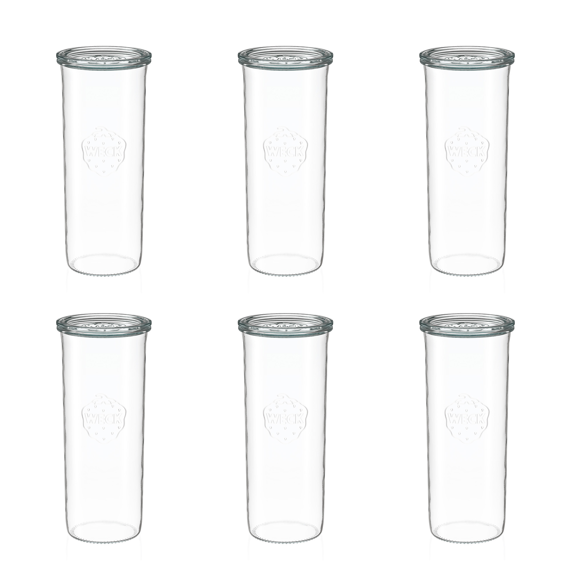 6x Κυλινδρικό βάζο WECK 1500 ml με γυάλινο καπάκι RR 100
