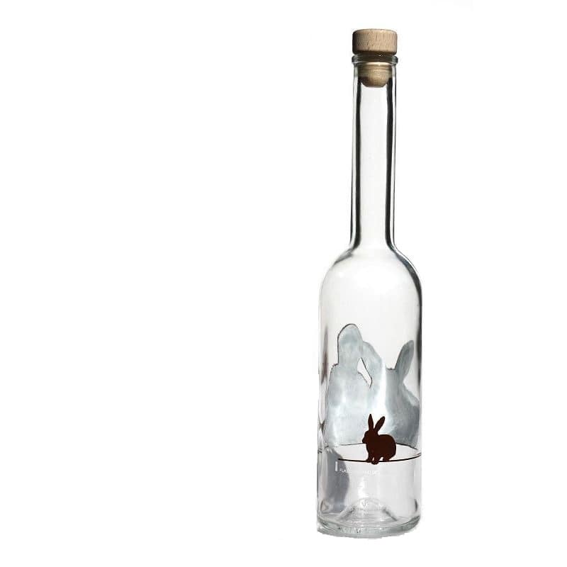 500 ml γυάλινο μπουκάλι 'Opera', σχέδιο: κουνέλι, στόμιο: φελλός
