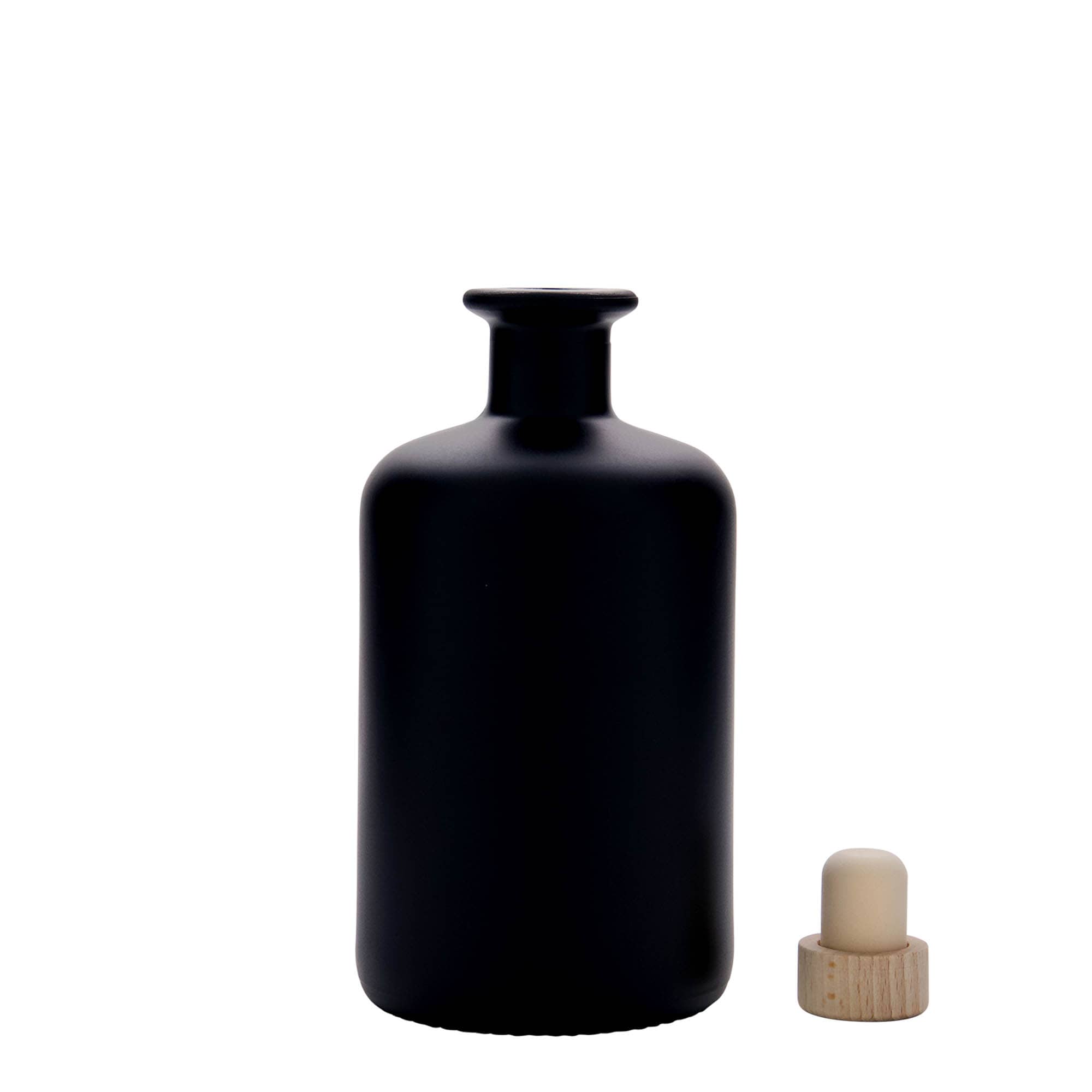 Γυάλινο μπουκάλι φαρμακείου 500 ml, μαύρο, στόμιο: φελλός