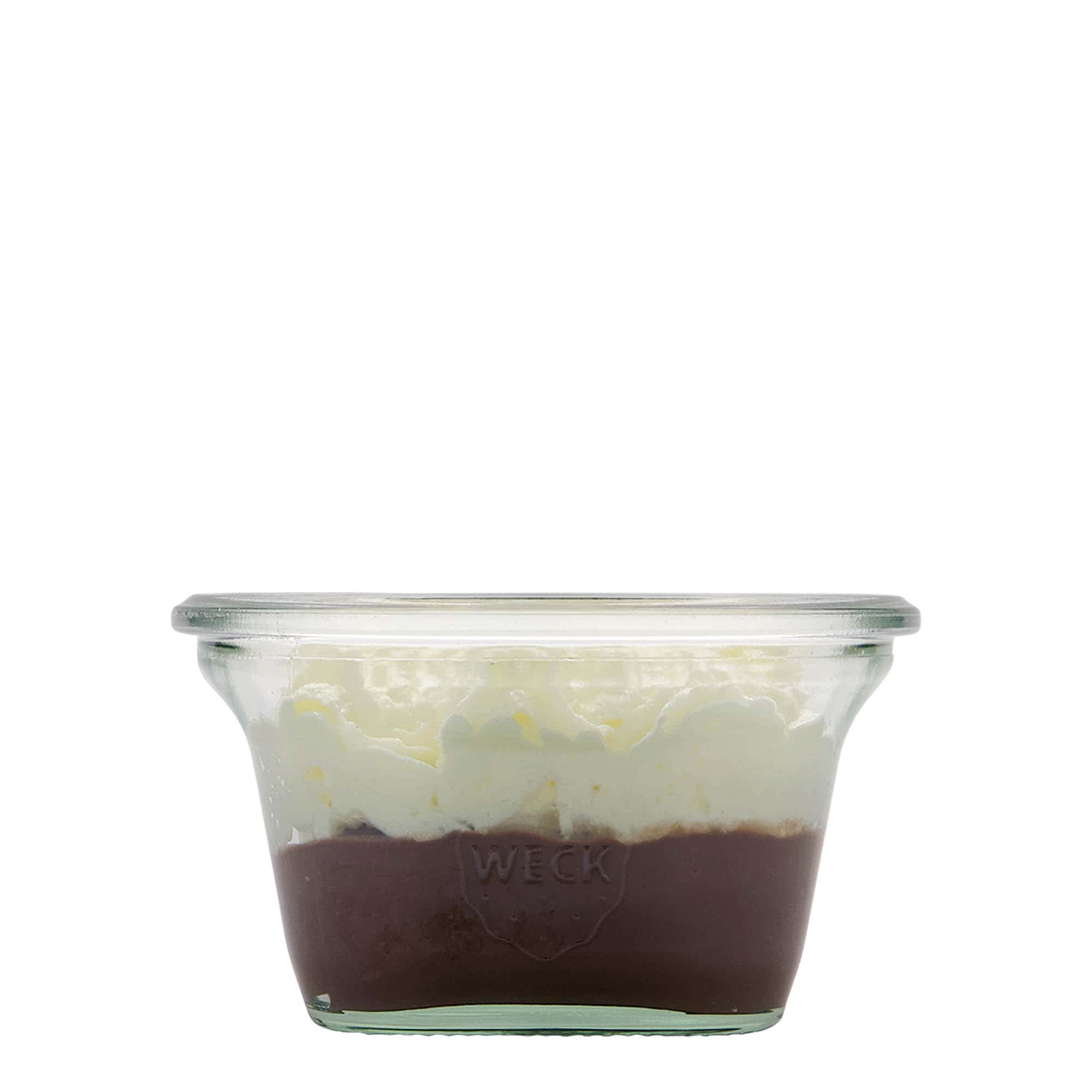 Τετράγωνο βάζο WECK 290 ml, τετράγωνο, στόμιο: στρογγυλεμένο χείλος Τετράγωνο βάζο WECK 290 ml, τετράγωνο, στόμιο: στρογγυλεμένο χείλος