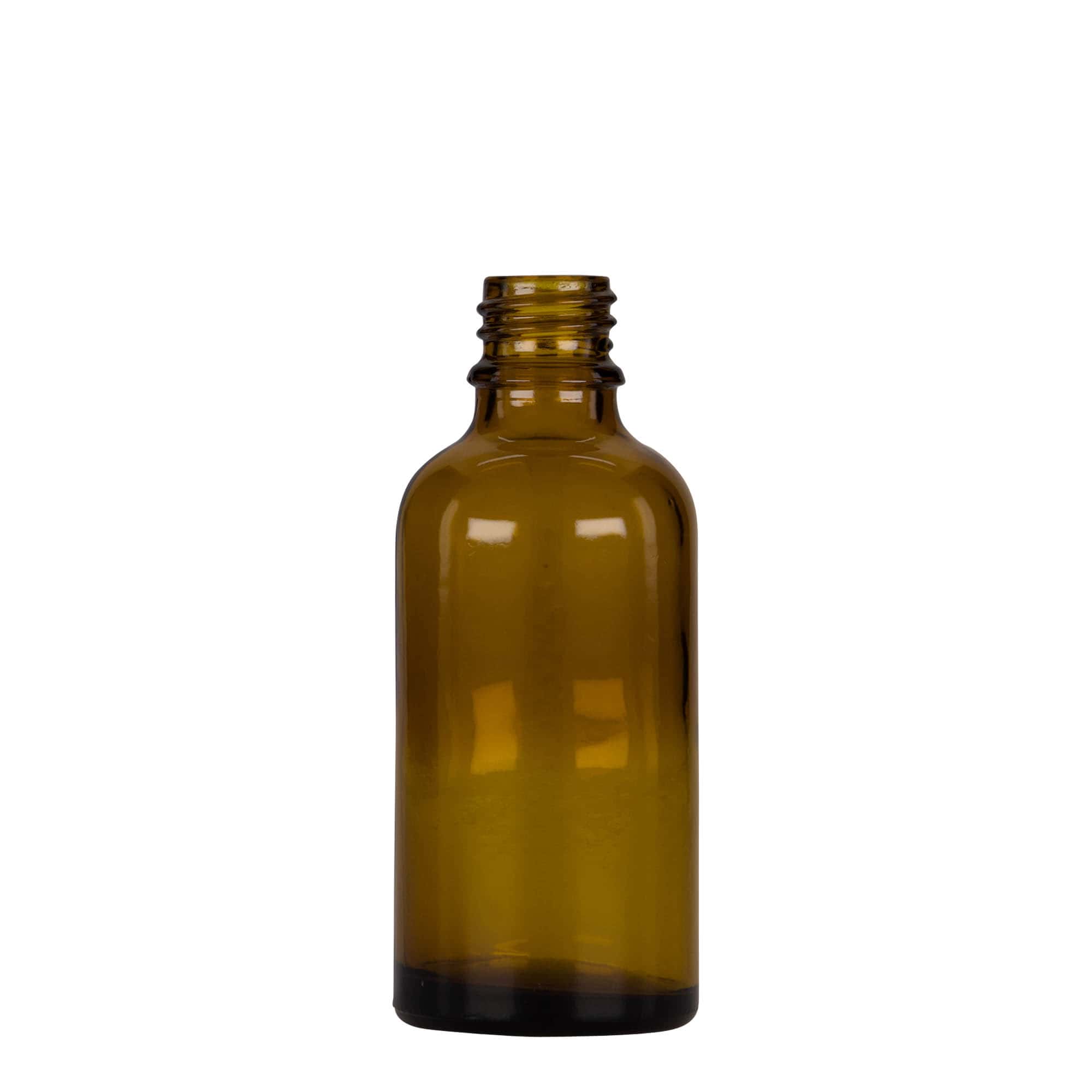 50 ml φιαλίδιο με σταγονόμετρο, ιατρικό, γυάλινο, καφέ-μαύρο, στόμιο: DIN 18