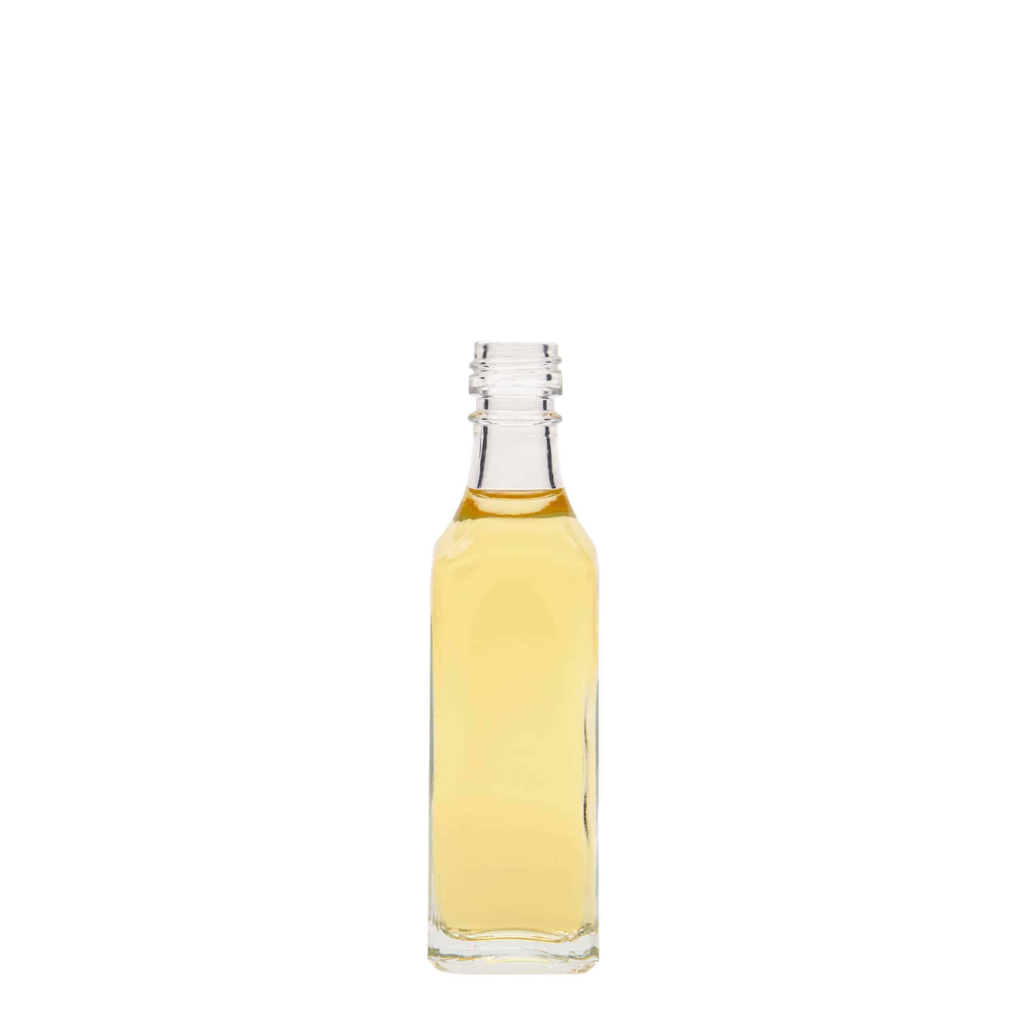 Γυάλινο μπουκάλι 'Siena' 50 ml, τετράγωνο, στόμιο: PP 18