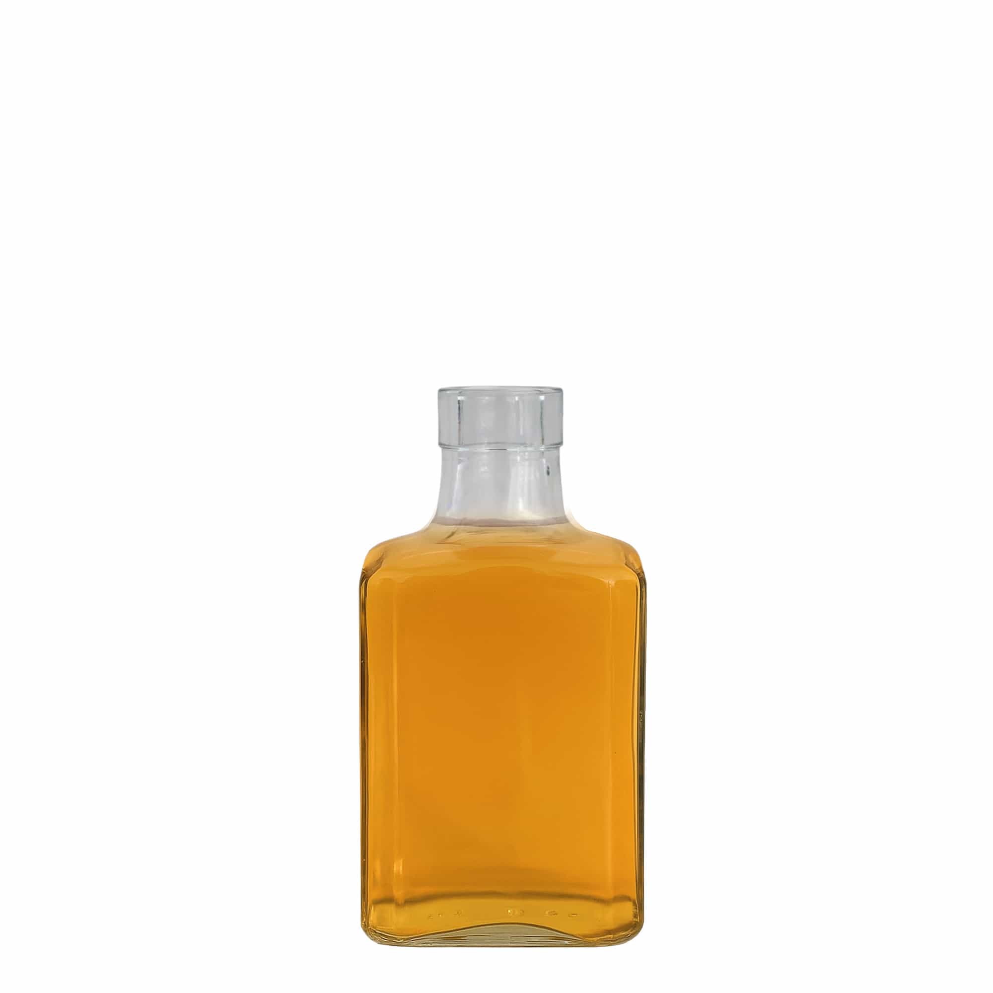 250 ml Glasflasche 'Decanter Quadro Oberband', quadratisch, Mündung: Kork
