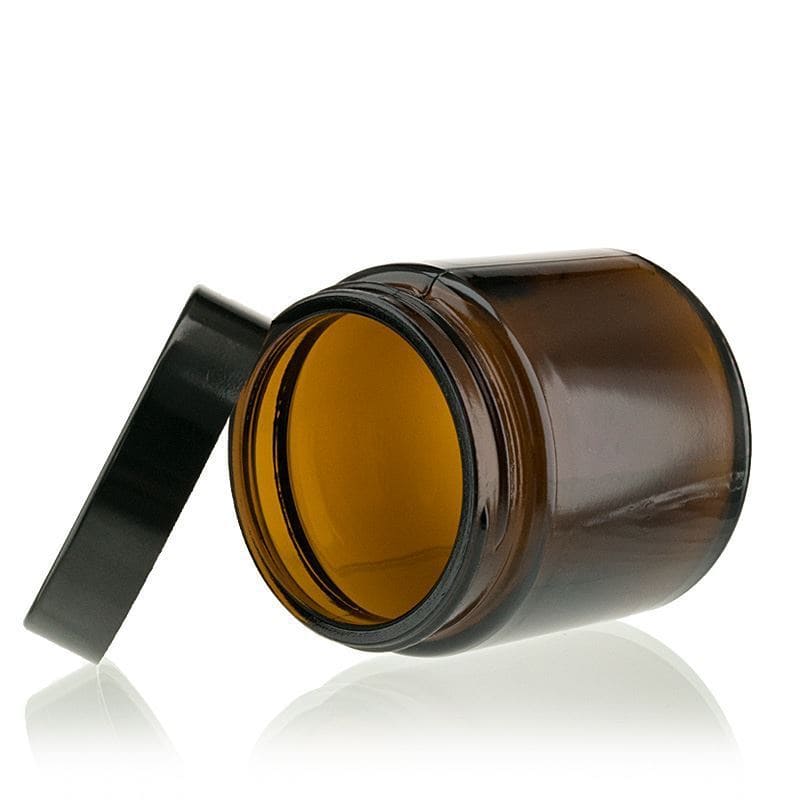 Βάζο για καλλυντικά 'Brown Line' 120 ml, γυάλινο, καφέ, στόμιο: βιδωτό πώμα