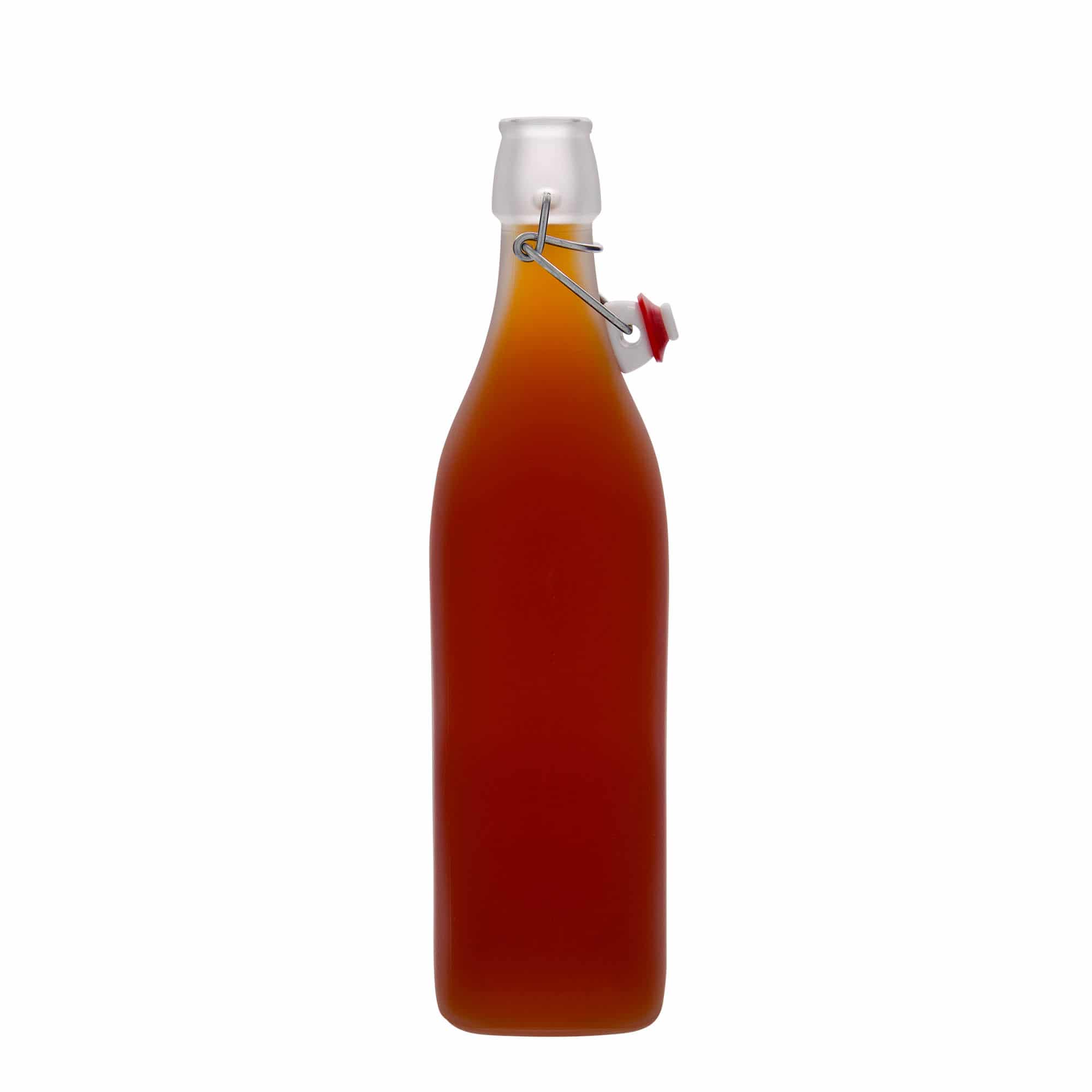 Γυάλινο μπουκάλι 'Swing' 1.000 ml, τετράγωνο, λευκό, στόμιο: μηχανικό πώμα