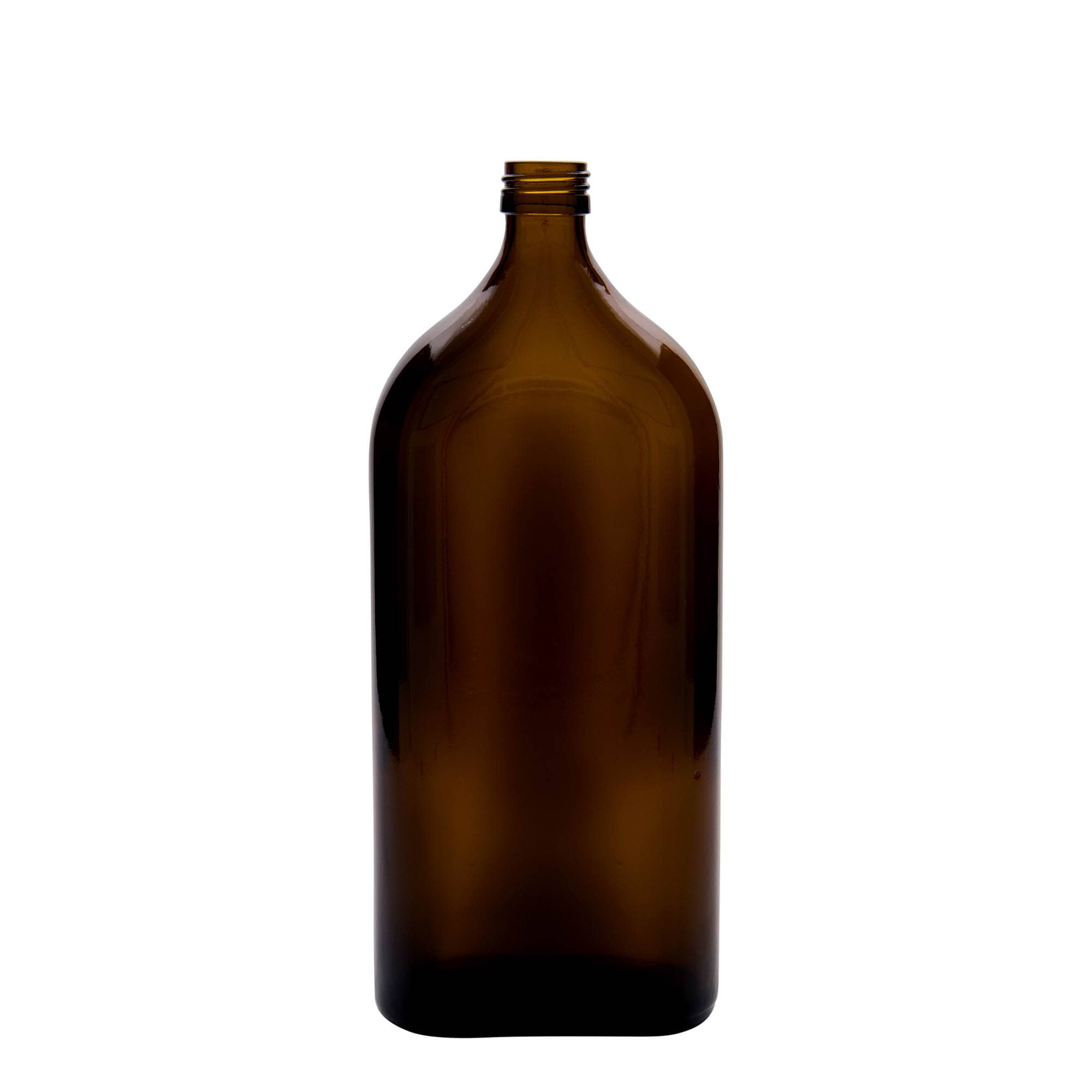 Μπουκάλι φαρμάκου 'Meplat' 1.000 ml, οβάλ, γυάλινο, καφέ, στόμιο: PP 28