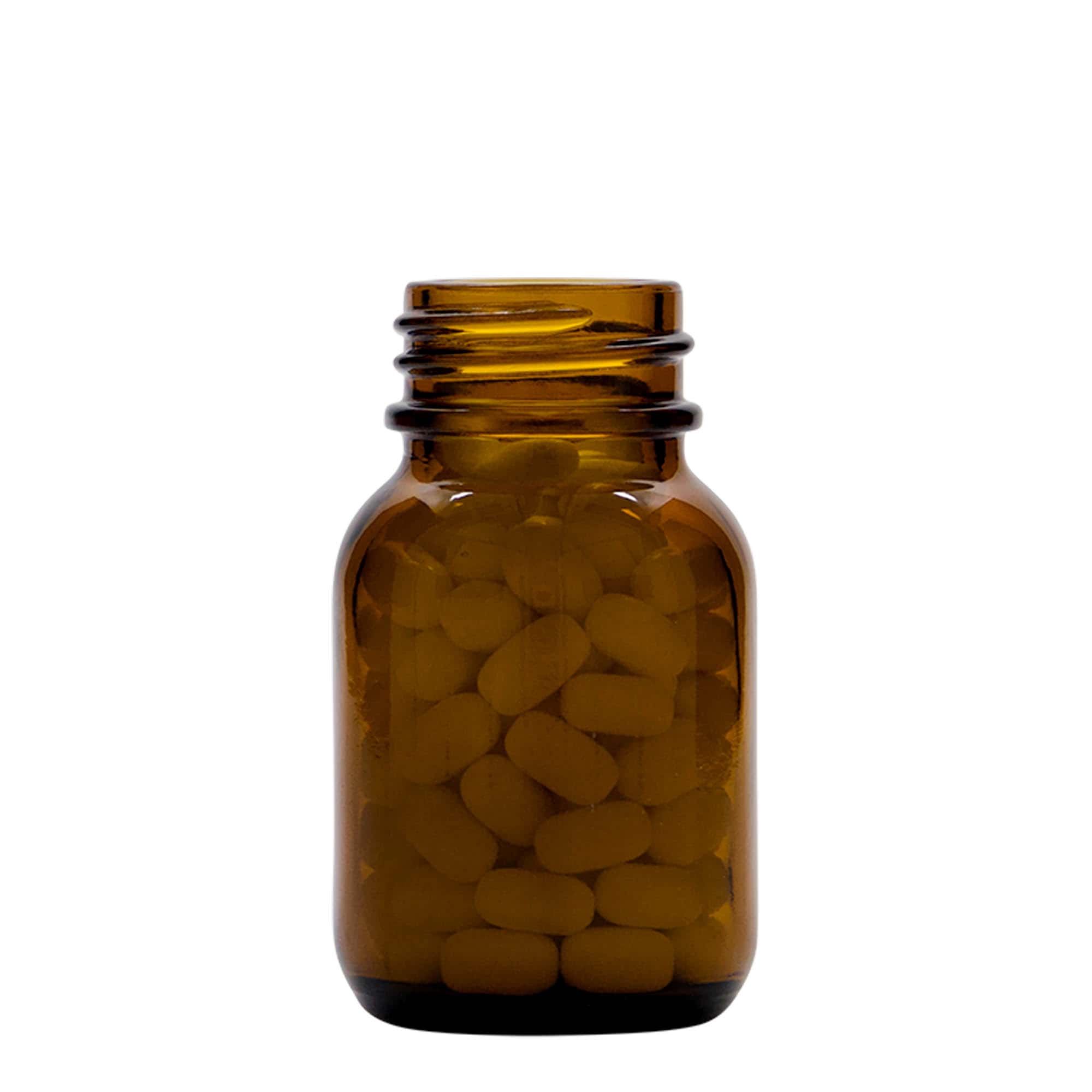 50 ml γυάλινο βάζο με φαρδύ λαιμό, καφέ, στόμιο: DIN 32