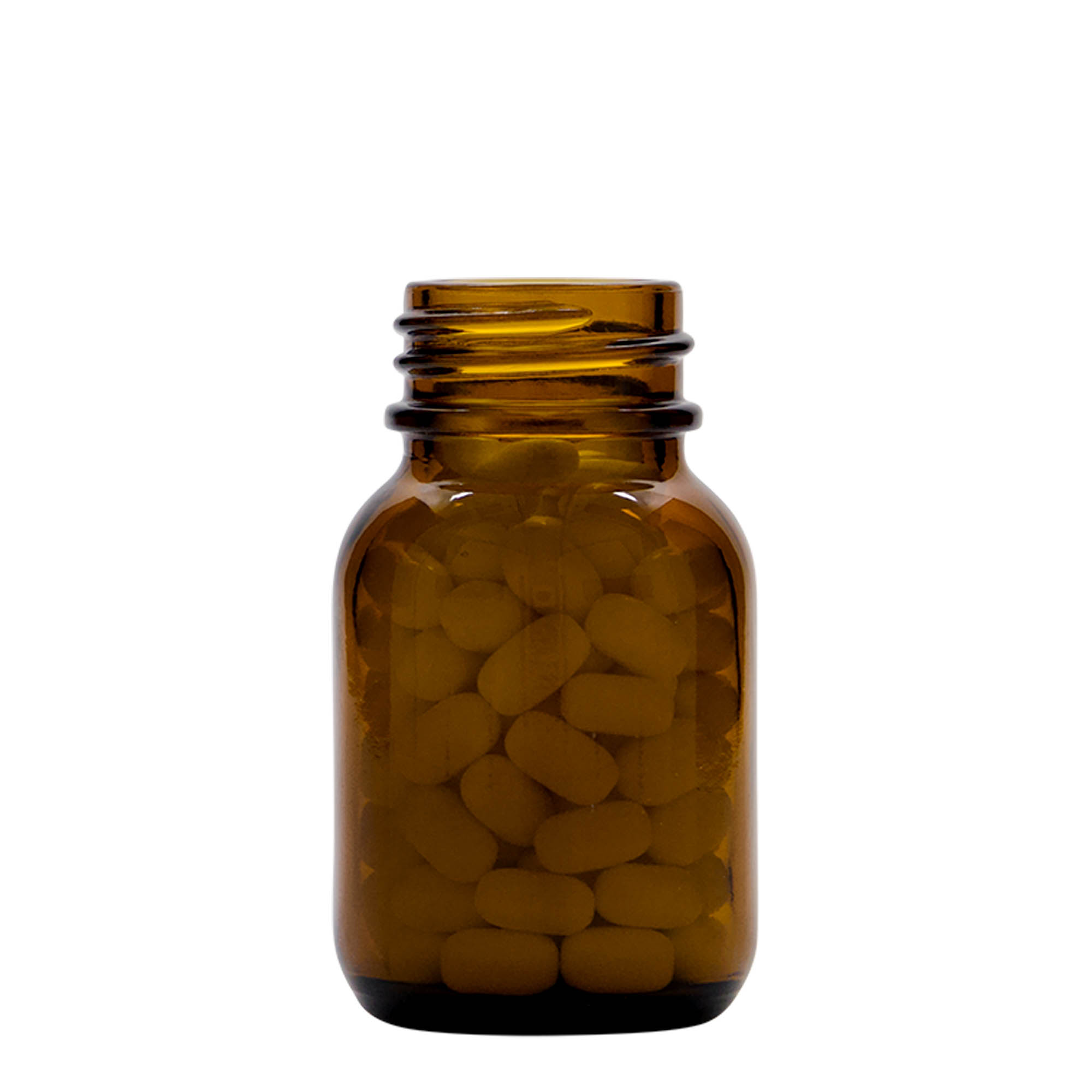 50 ml γυάλινο βάζο με φαρδύ λαιμό, καφέ, στόμιο: DIN 32