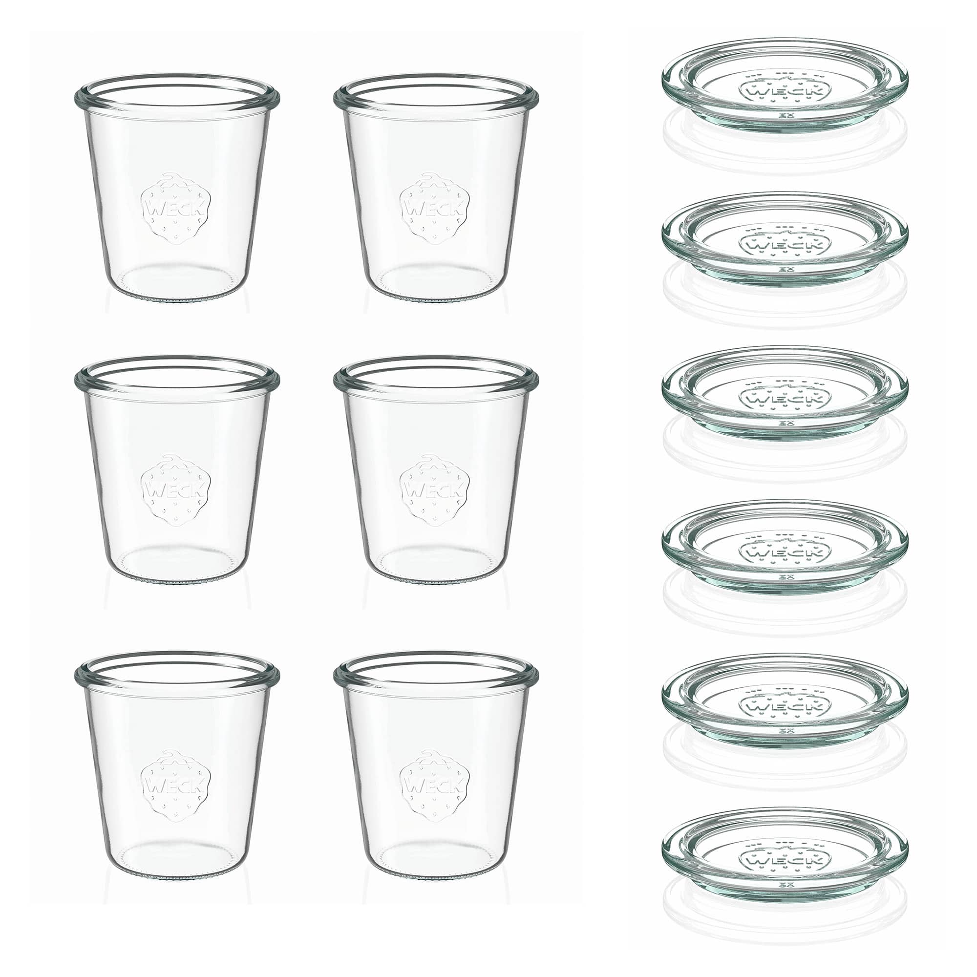6x Ψηλό κυλινδρικό βάζο WECK 290 ml με γυάλινο καπάκι RR 80