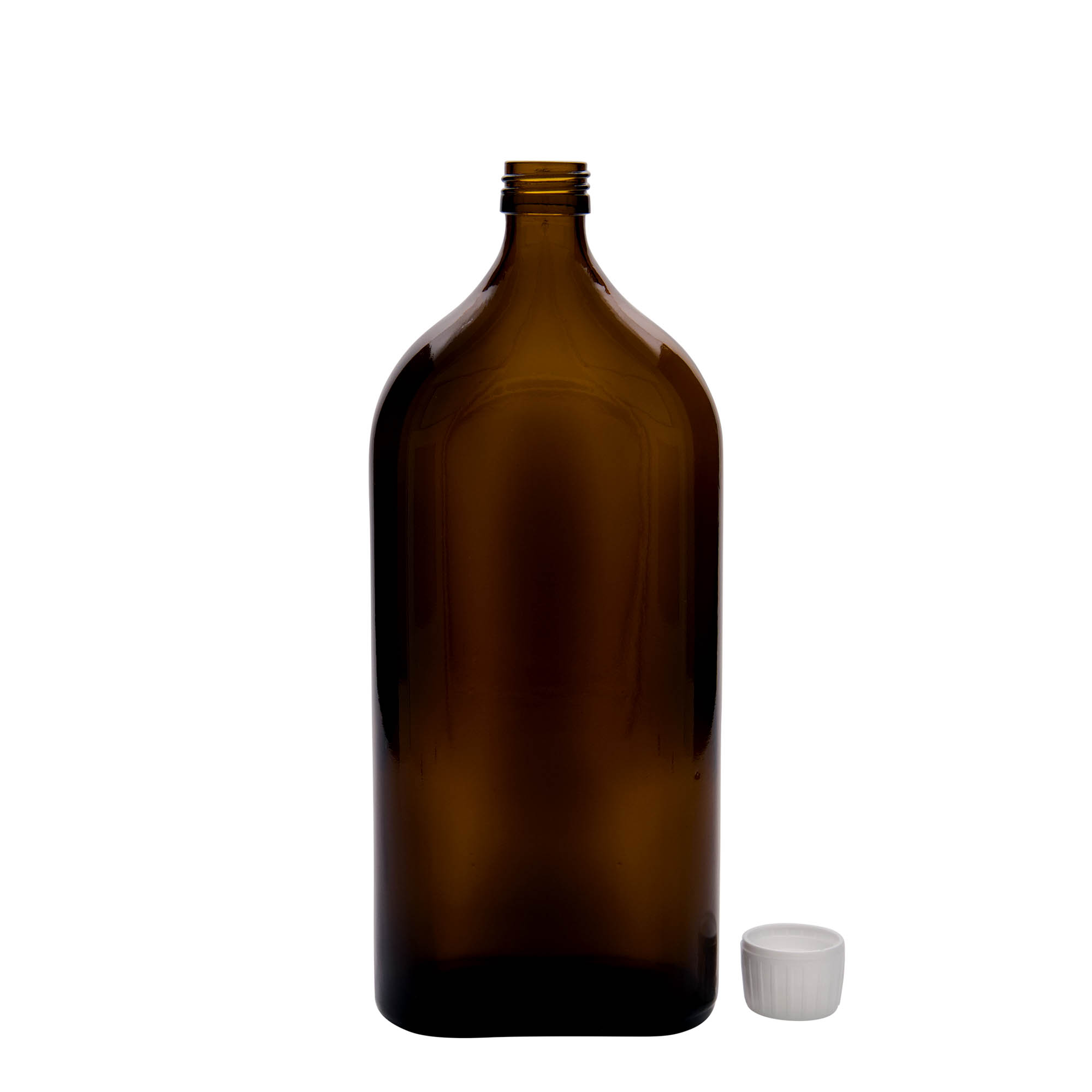 Μπουκάλι φαρμάκου 'Meplat' 1.000 ml, οβάλ, γυάλινο, καφέ, στόμιο: PP 28