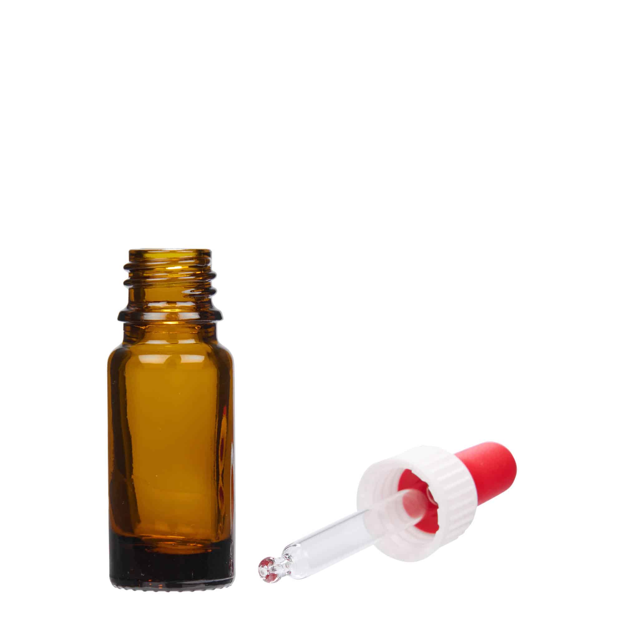 Μπουκάλι φαρμάκου με σταγονόμετρο 10 ml, γυάλινο, καφέ, στόμιο: DIN 18