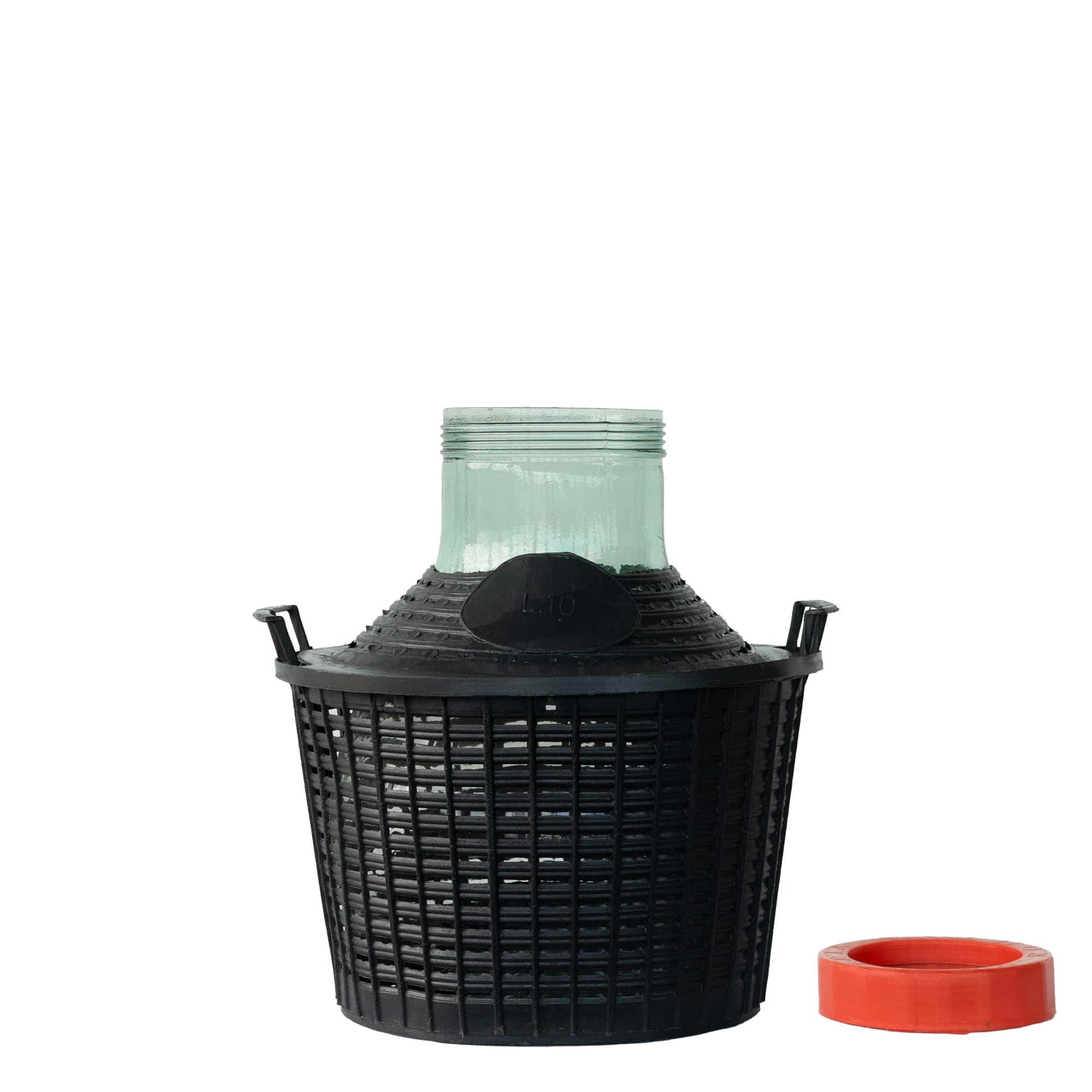 Νταμιτζάνα 10 l με φαρδύ λαιμό, γυάλινη, στόμιο: βιδωτό πώμα