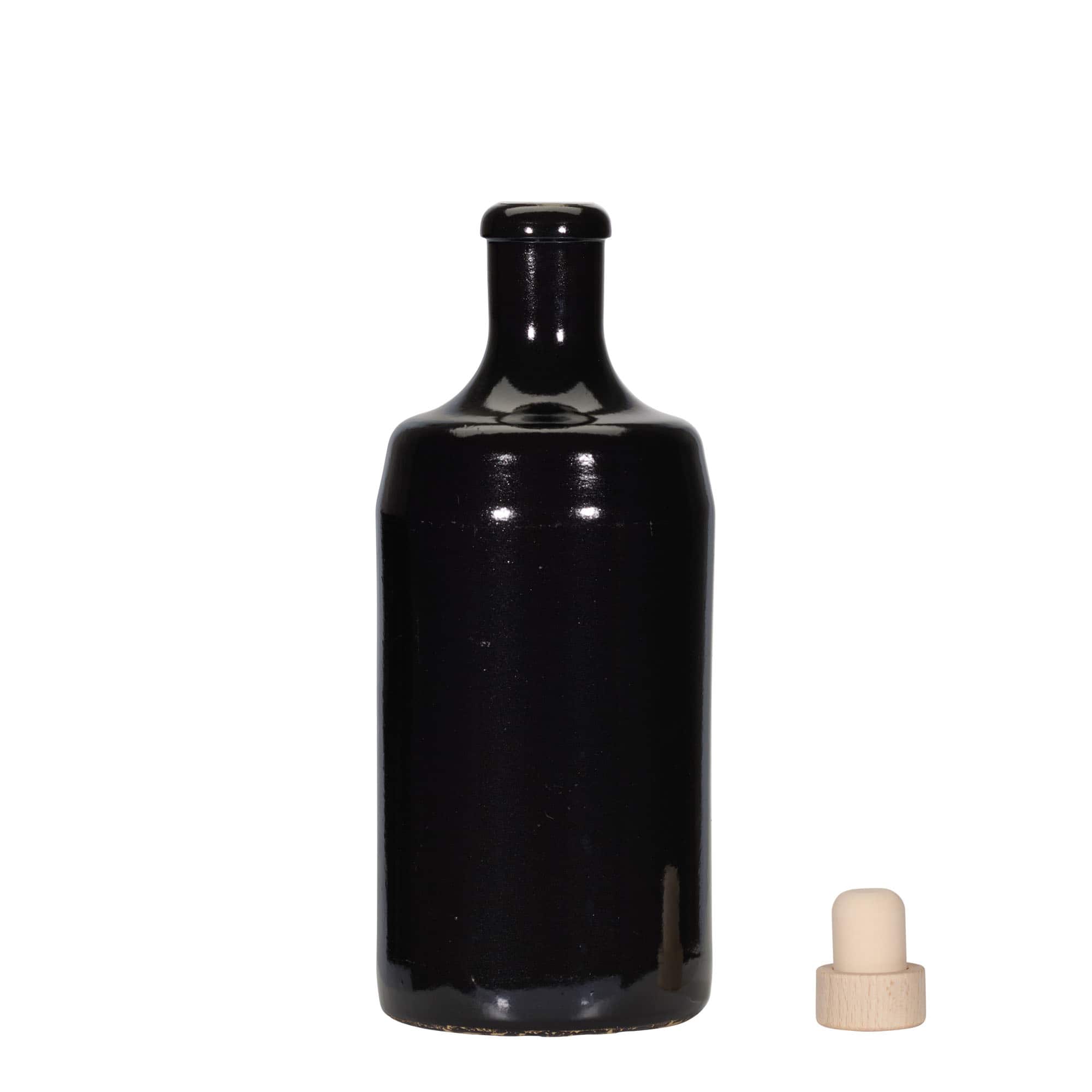 700 ml πήλινο δοχείο 'Calvados, πέτρινο σκεύος, μαύρο, στόμιο: φελλός