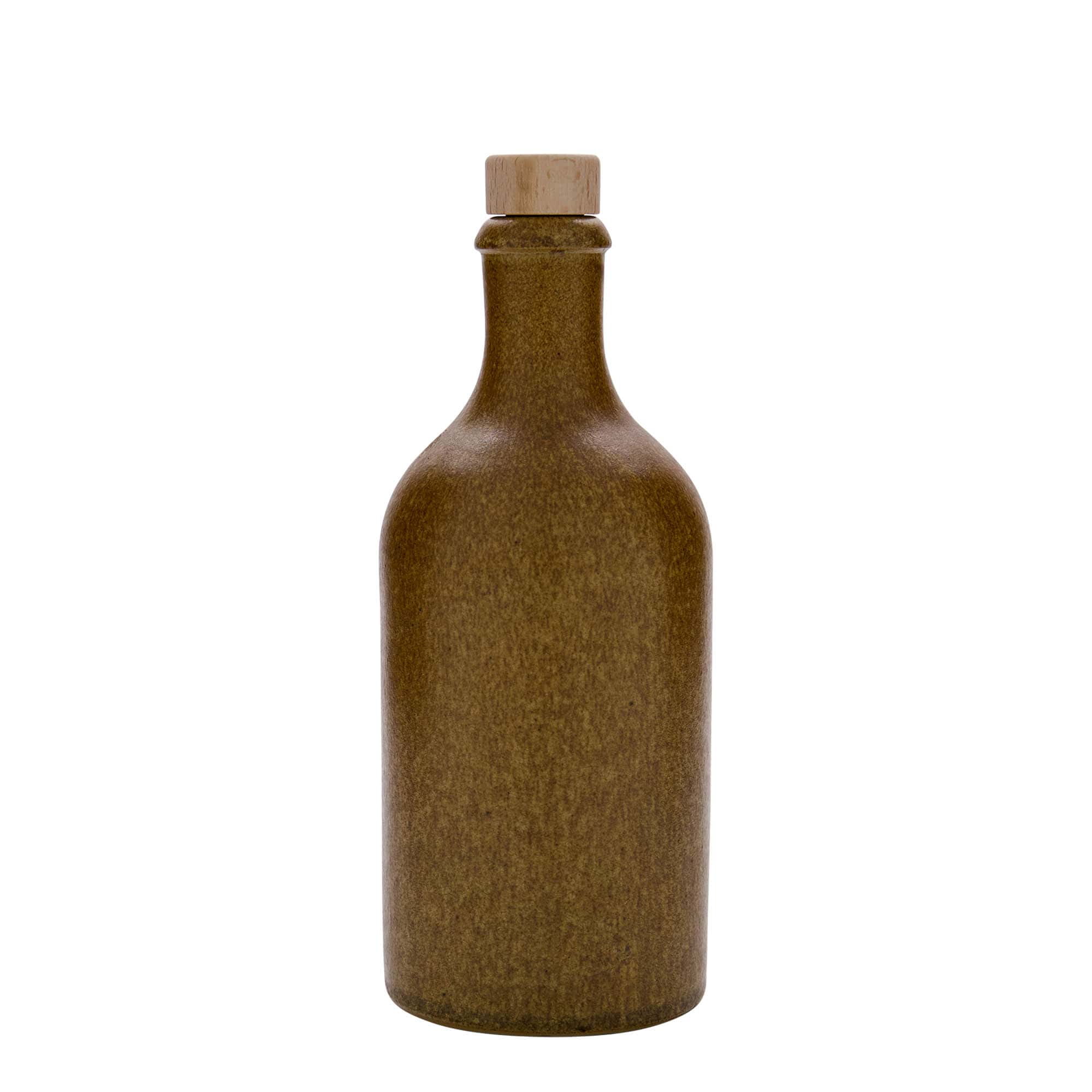 Κεραμικό μπουκάλι 500 ml, κεραμικό, καφέ κρυσταλλιζέ, στόμιο: φελλός